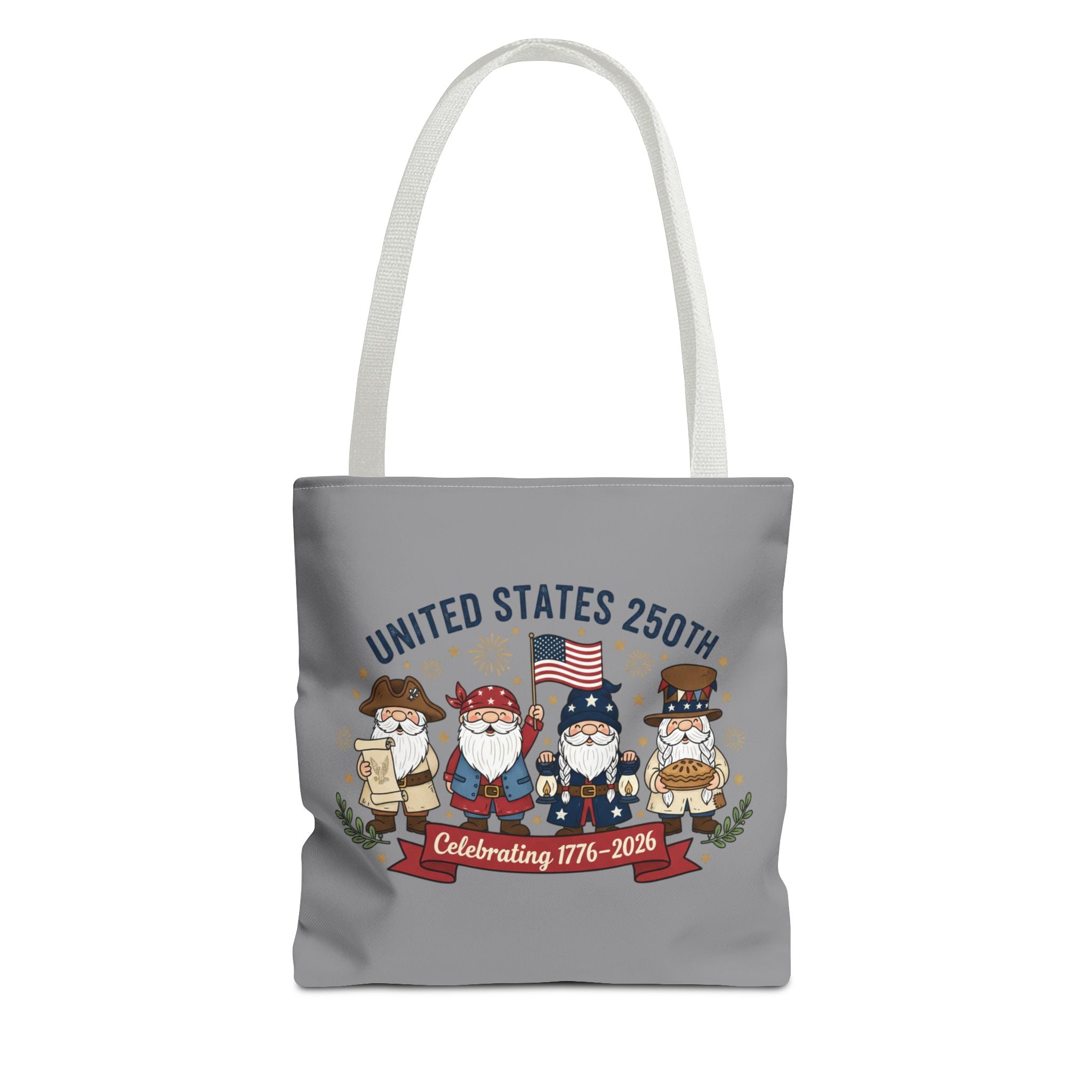 United States 250th Tote Bag — Celebrating 1776–2026 Patriotic Gnome Design