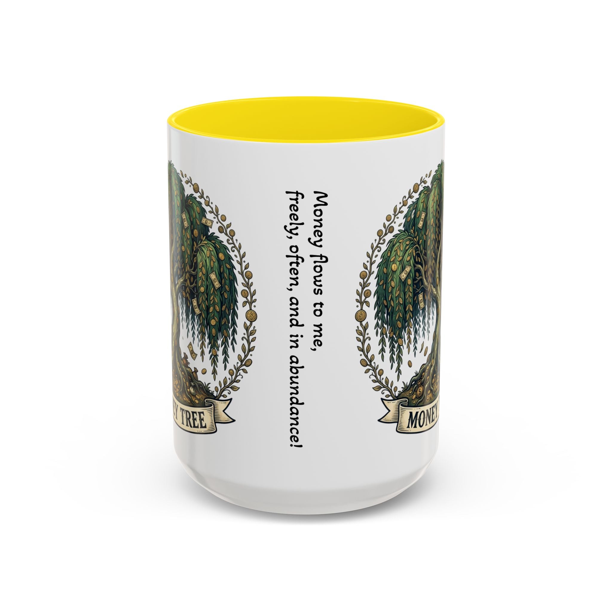 Money Tree Accent Coffee Mug — Inspirational 11/15oz Ceramic Mug with "Money Tree" Design