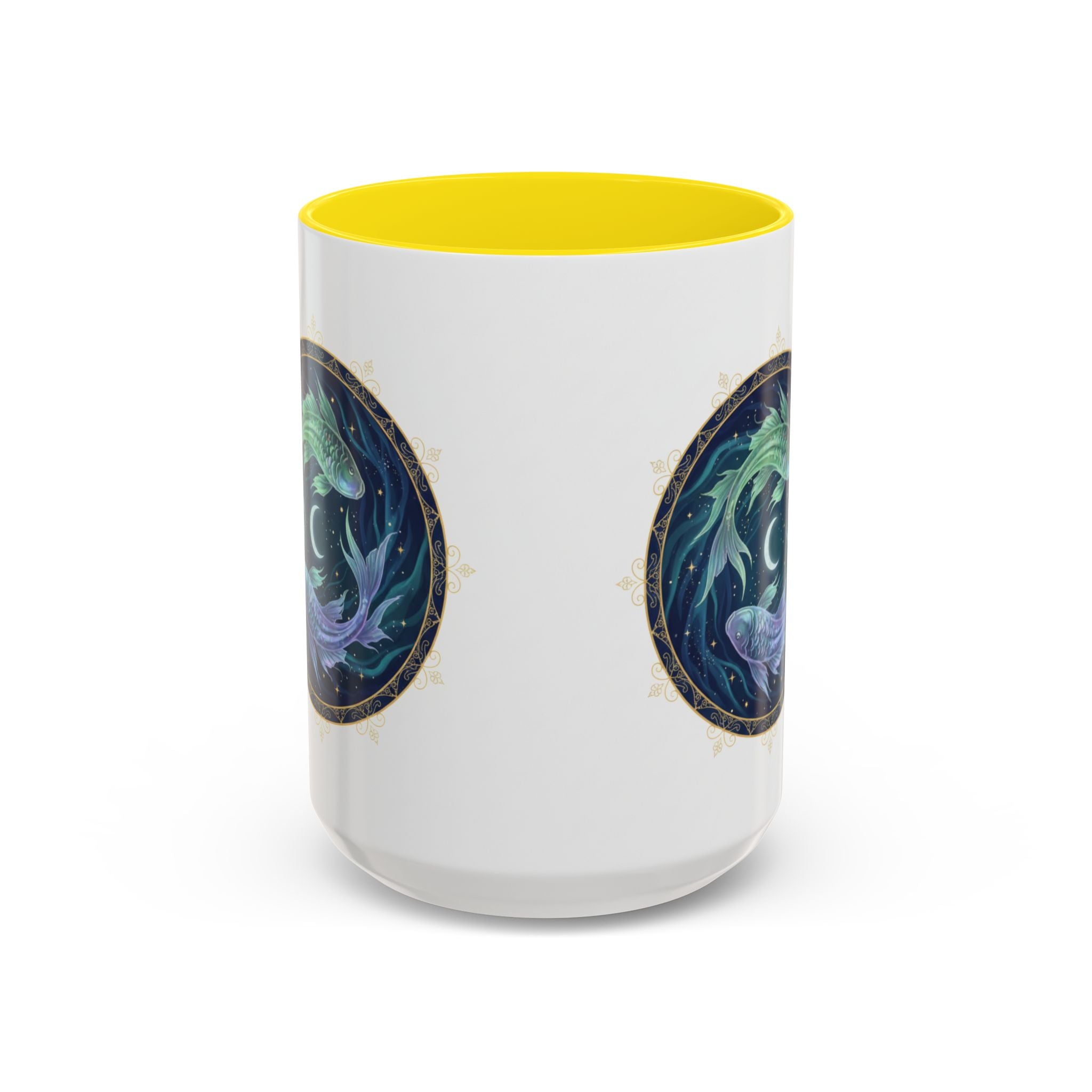 Koi Yin Yang Coffee Mug — Celestial Fish Moon Ceramic Accent Mug (11/15oz)