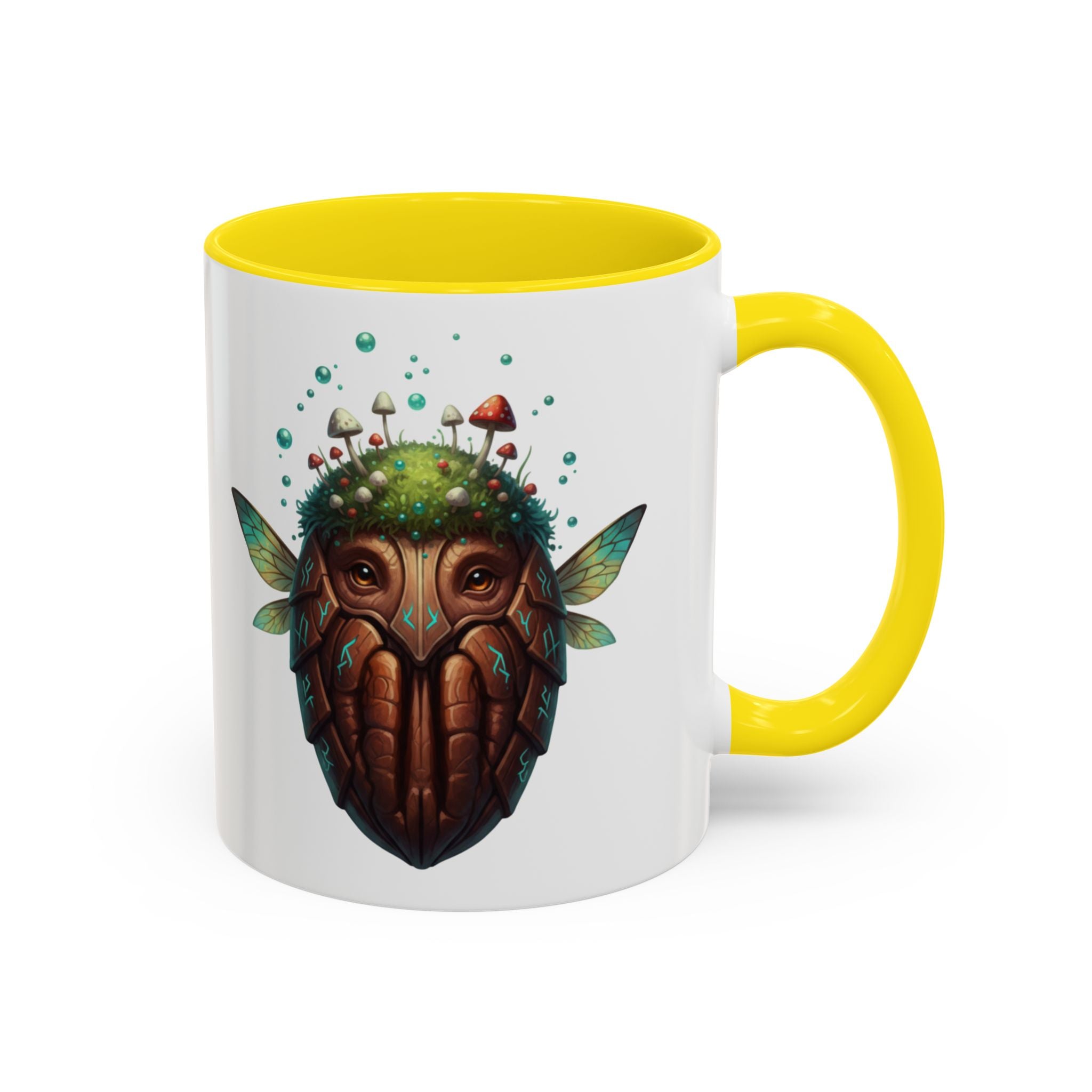 Mushroom Forest Mask Accent Coffee Mug — Fantasy Woodland Creature 11/15oz