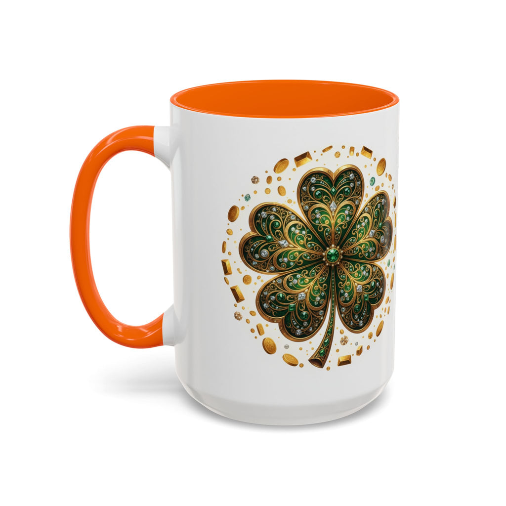 St. Patrick's Shamrock Coffee Mug — "Money Flows to Me" Lucky Charm Accent Mug