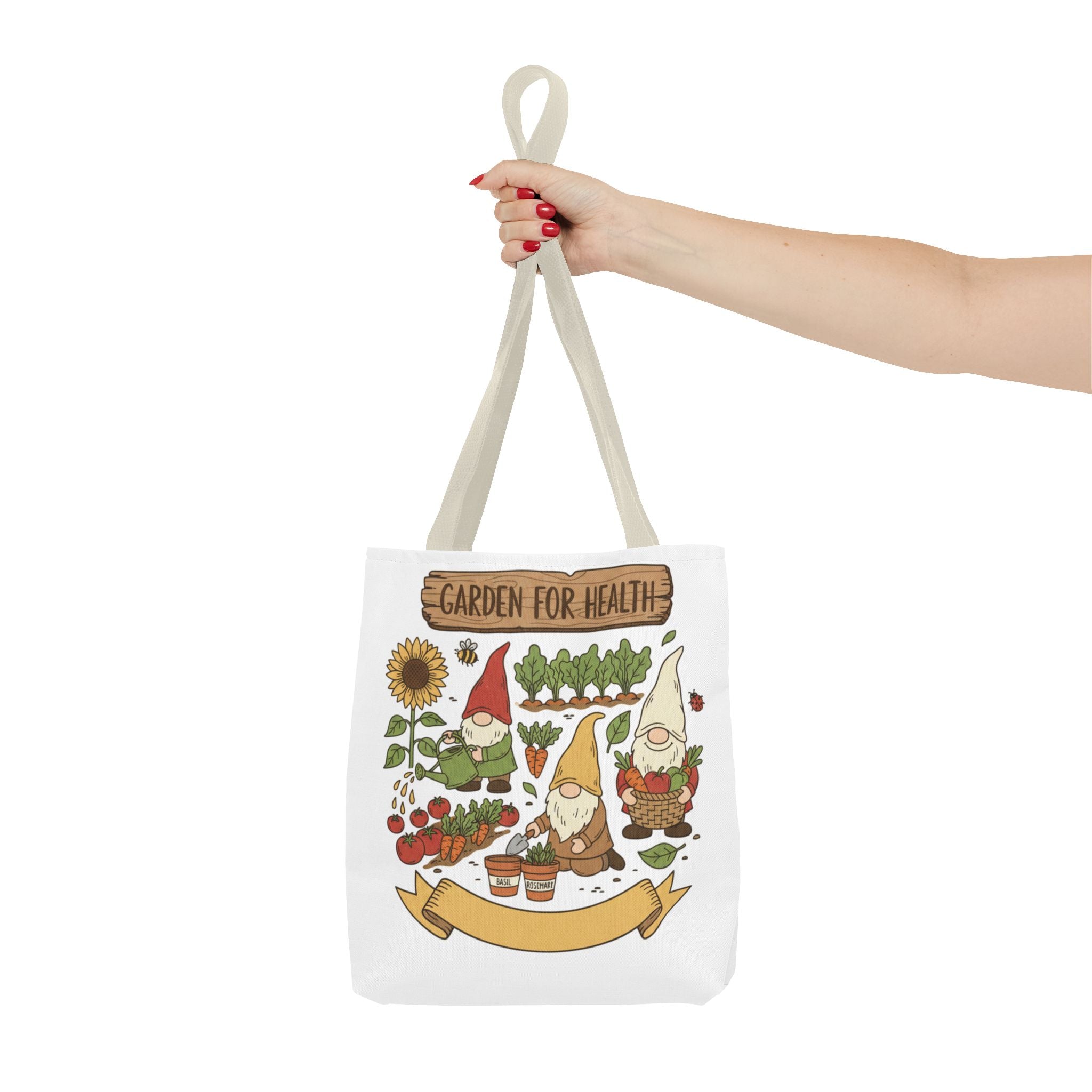 Garden Gnome Tote Bag - "Garden For Health" Cute Eco Shopper