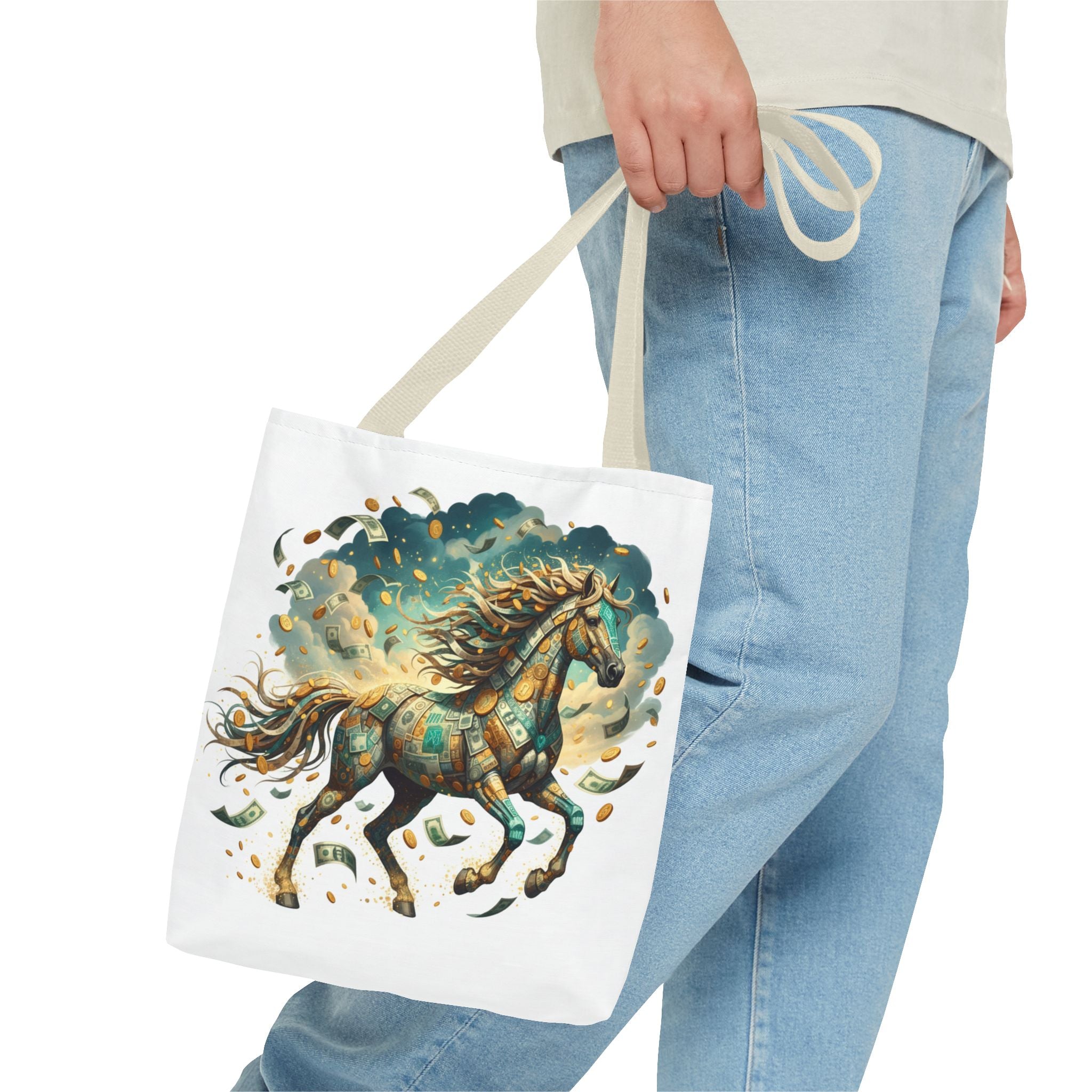 Running Horse Art Tote Bag — Boho Celestial Horse Print