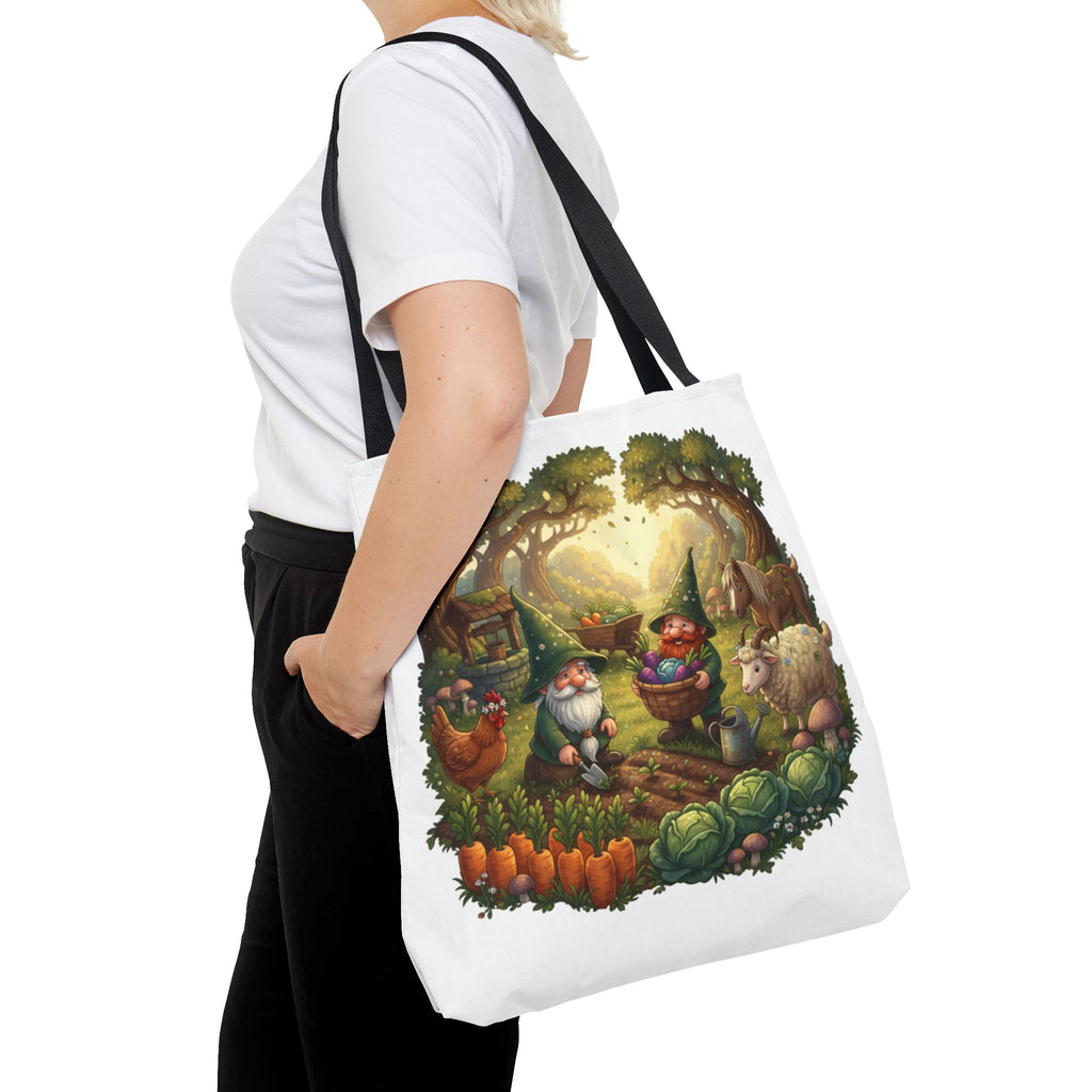 Gnome Garden Tote Bag — Whimsical Woodland Market Illustration