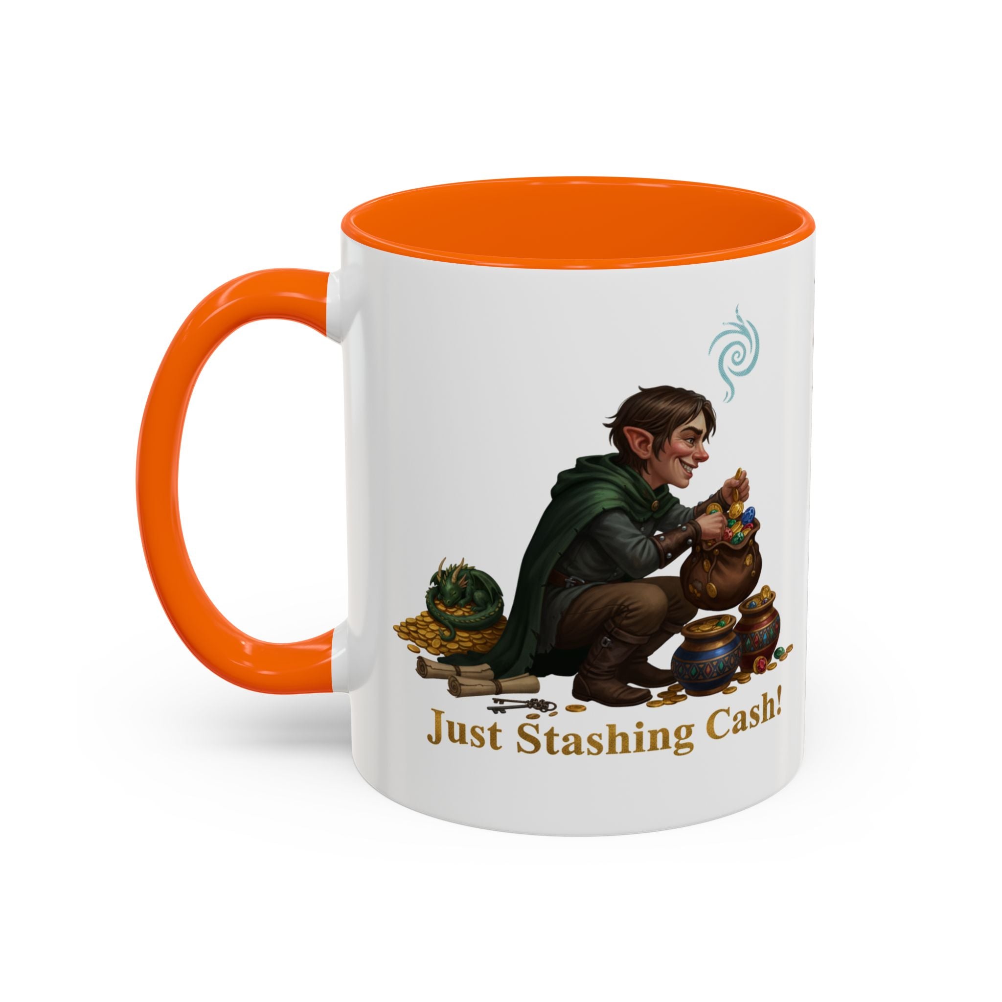 Accent Coffee Mug — "Just Stashing Cash!" Fantasy Gnome Money Mug (11/15oz)
