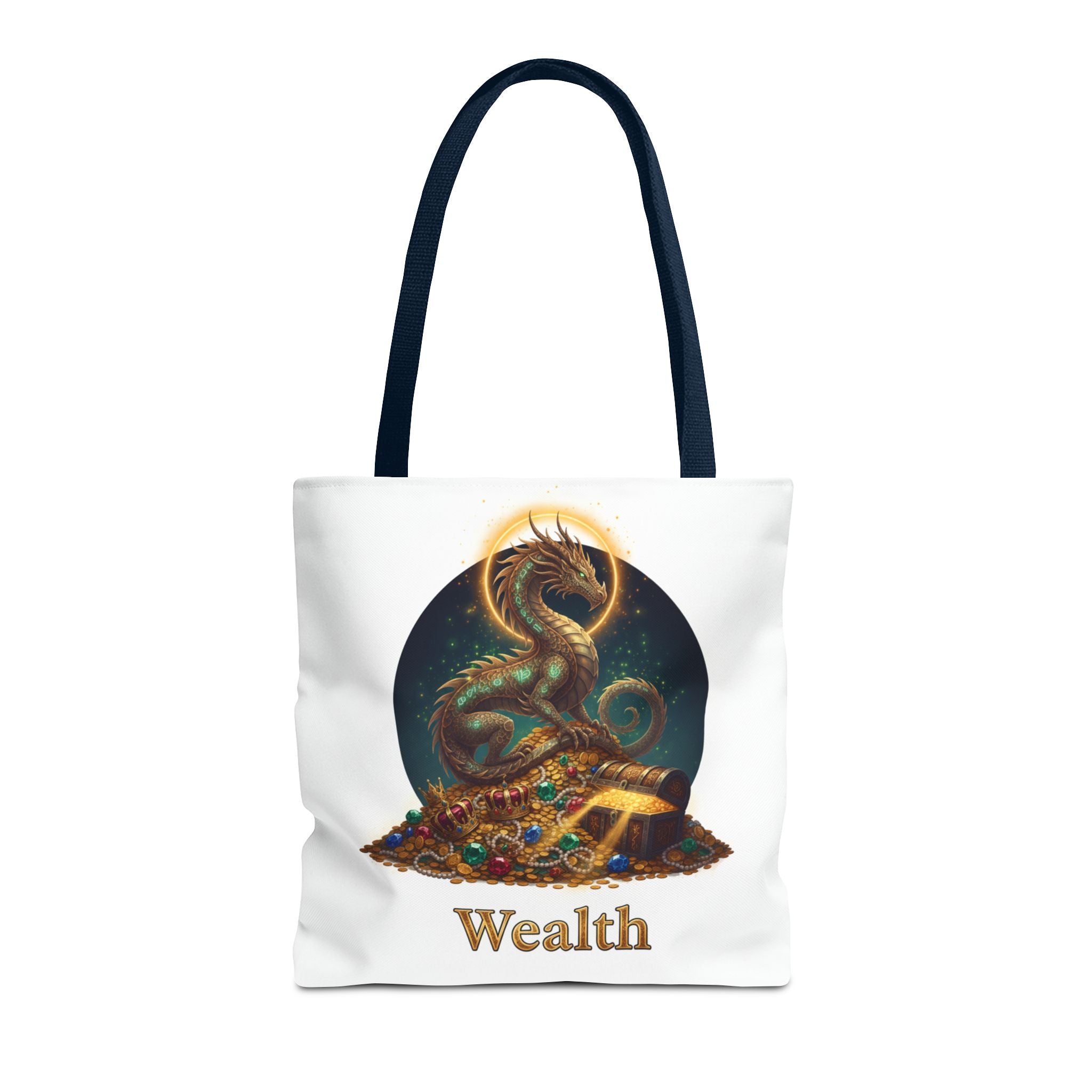 Wealth Dragon Tote Bag — Fantasy Dragon Treasure Illustration Tote