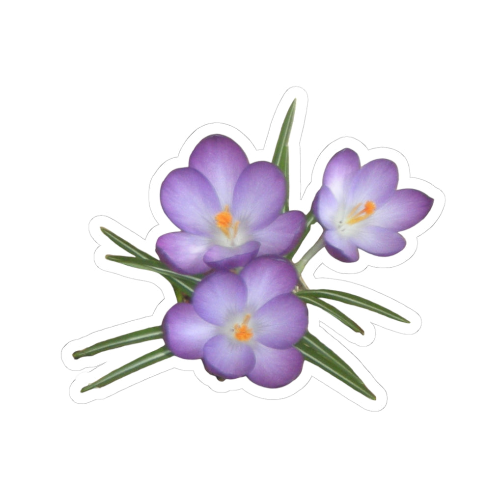 Purple Crocus Floral Sticker — Waterproof Kiss-Cut Decorative Sticker for Laptops, Water Bottles & Journals