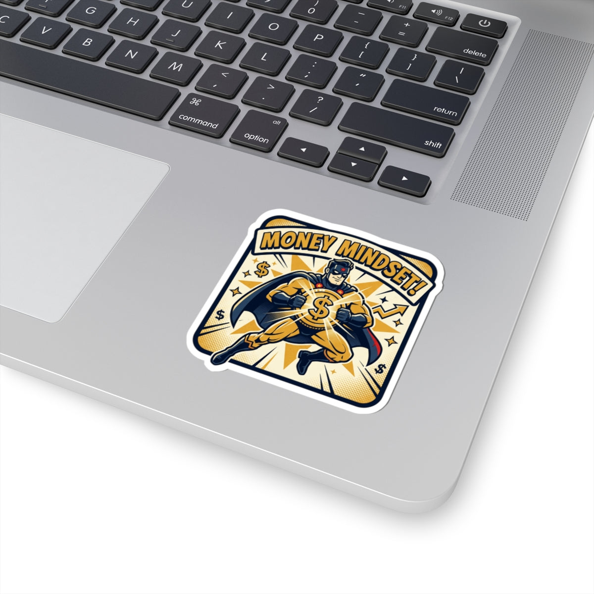 Money Mindset Sticker — Motivational Superhero Vinyl Sticker