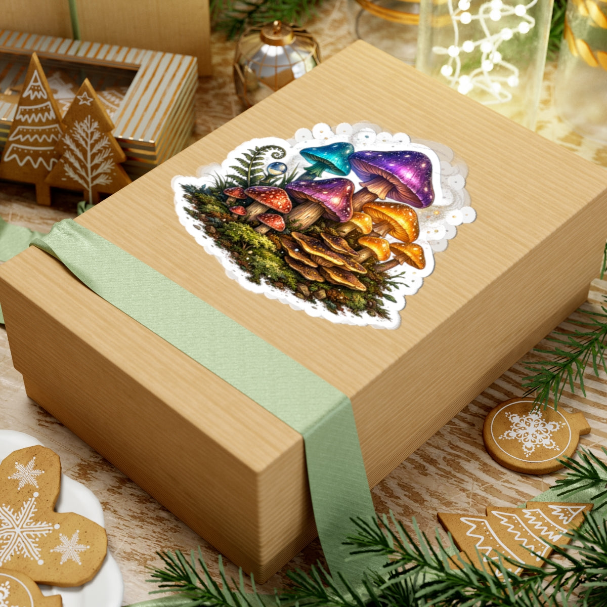 Psychedelic Mushroom Sticker — Colorful Fantasy Mushroom Kiss-Cut Decal