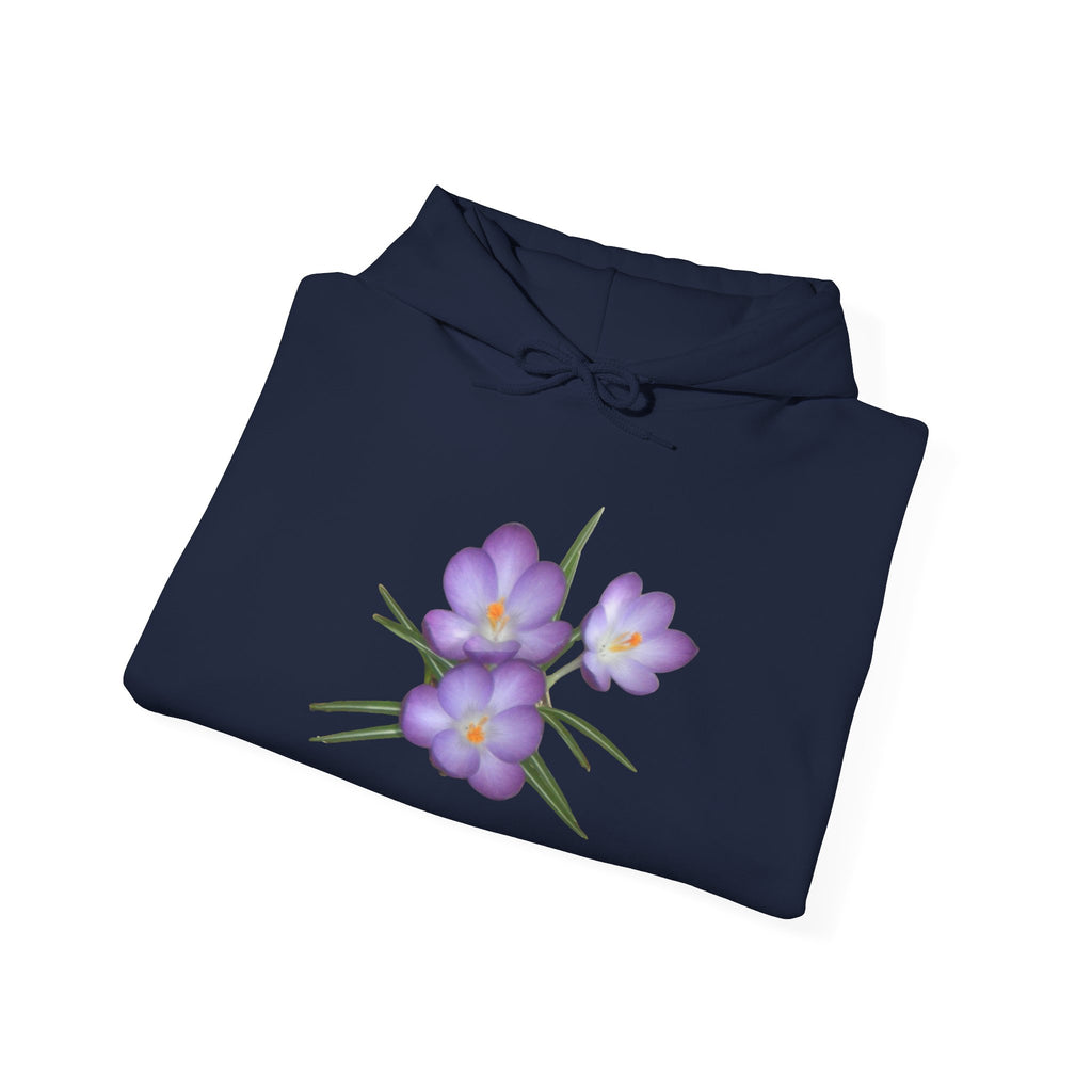 Purple Crocus Floral Hoodie — Spring Flower Graphic Sweatshirt