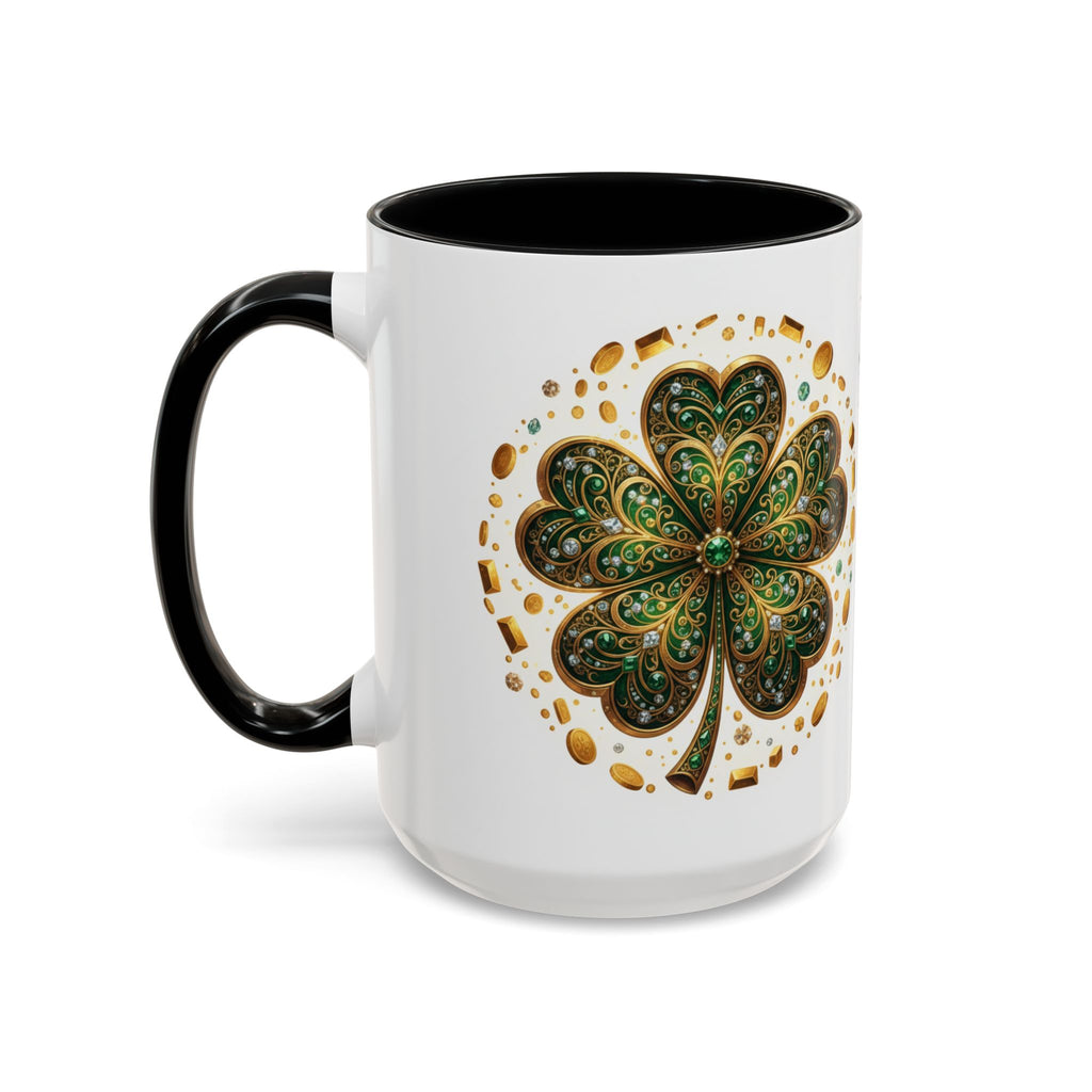 St. Patrick's Shamrock Coffee Mug — "Money Flows to Me" Lucky Charm Accent Mug