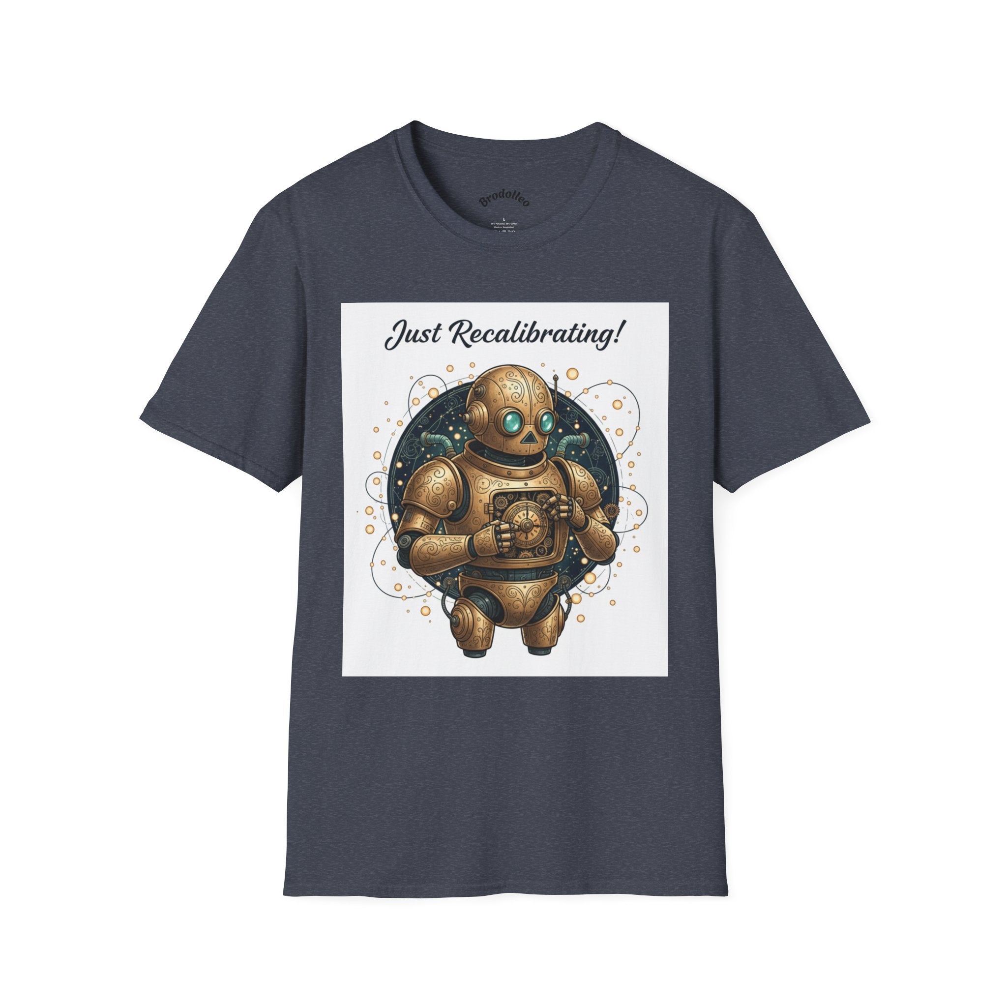 Robot T-Shirt — "Just Recalibrating!" Vintage Steampunk Space Tee