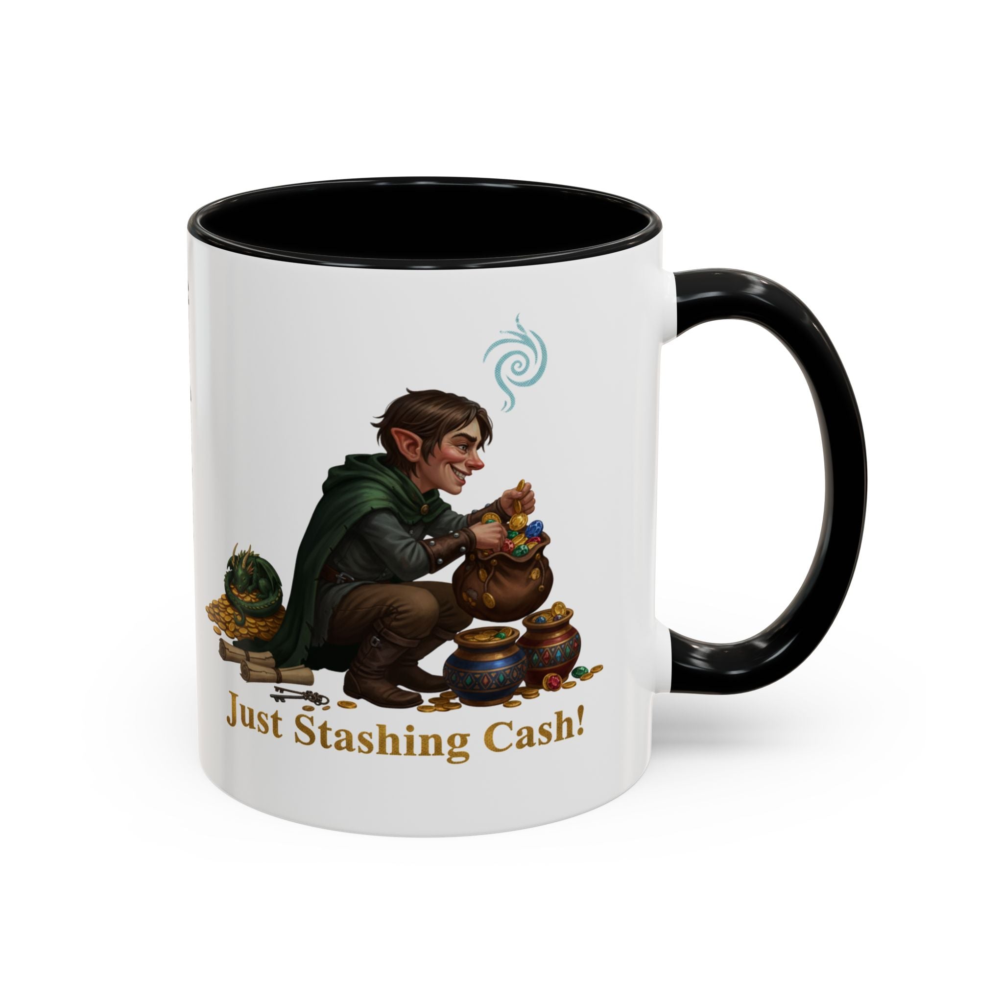 Accent Coffee Mug — "Just Stashing Cash!" Fantasy Gnome Money Mug (11/15oz)