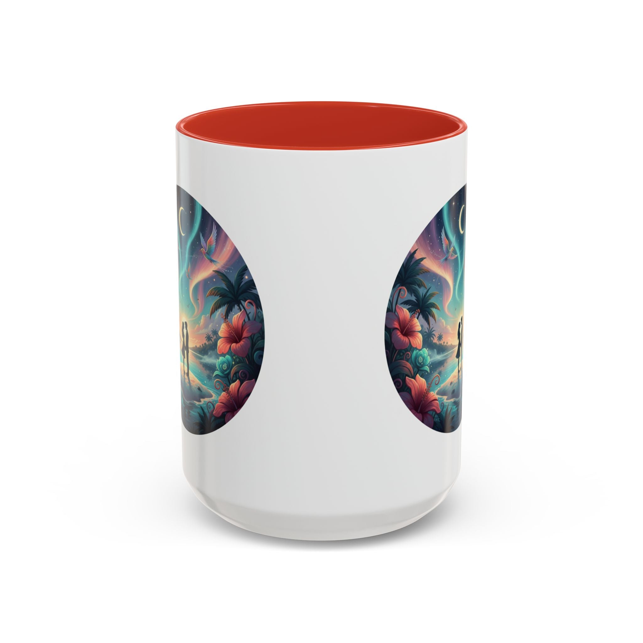 Tropical Sunset Coffee Mug — Romantic Beach Couple Accent Mug (11/15 oz)