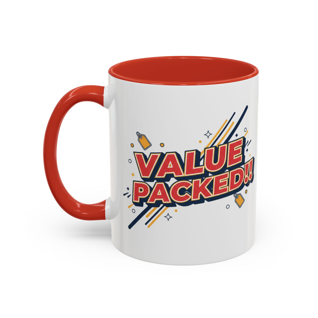 Value Packed!! Accent Coffee Mug — Bold Retro Comic Graphic (11/15 oz)