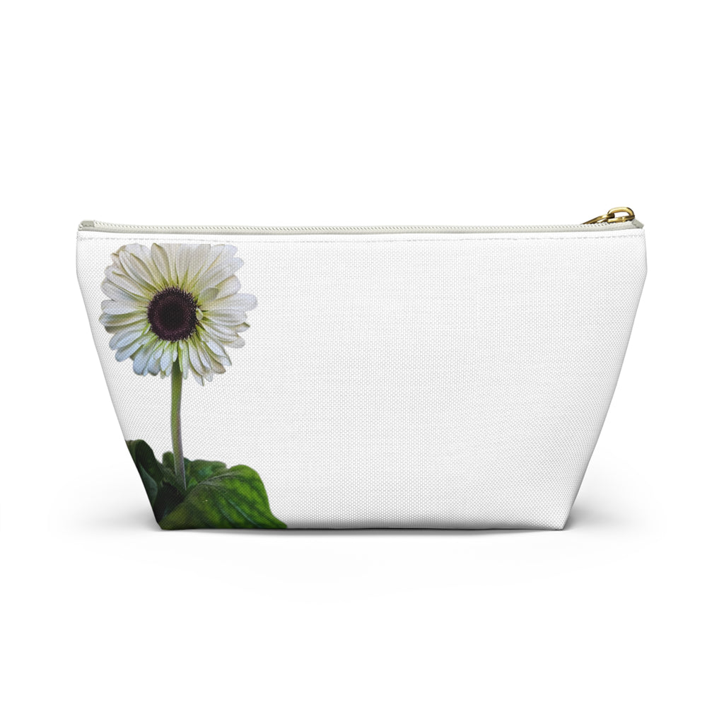 Floral Daisy Accessory Pouch — Small T‑Bottom Makeup & Travel Organizer