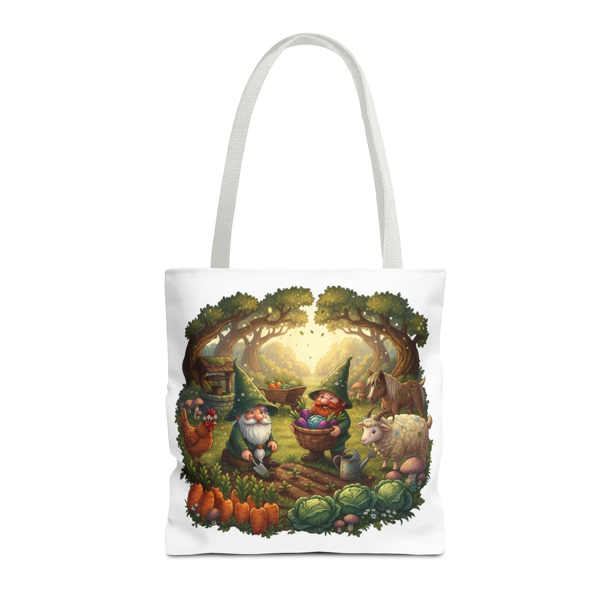 Gnome Garden Tote Bag — Whimsical Woodland Market Illustration