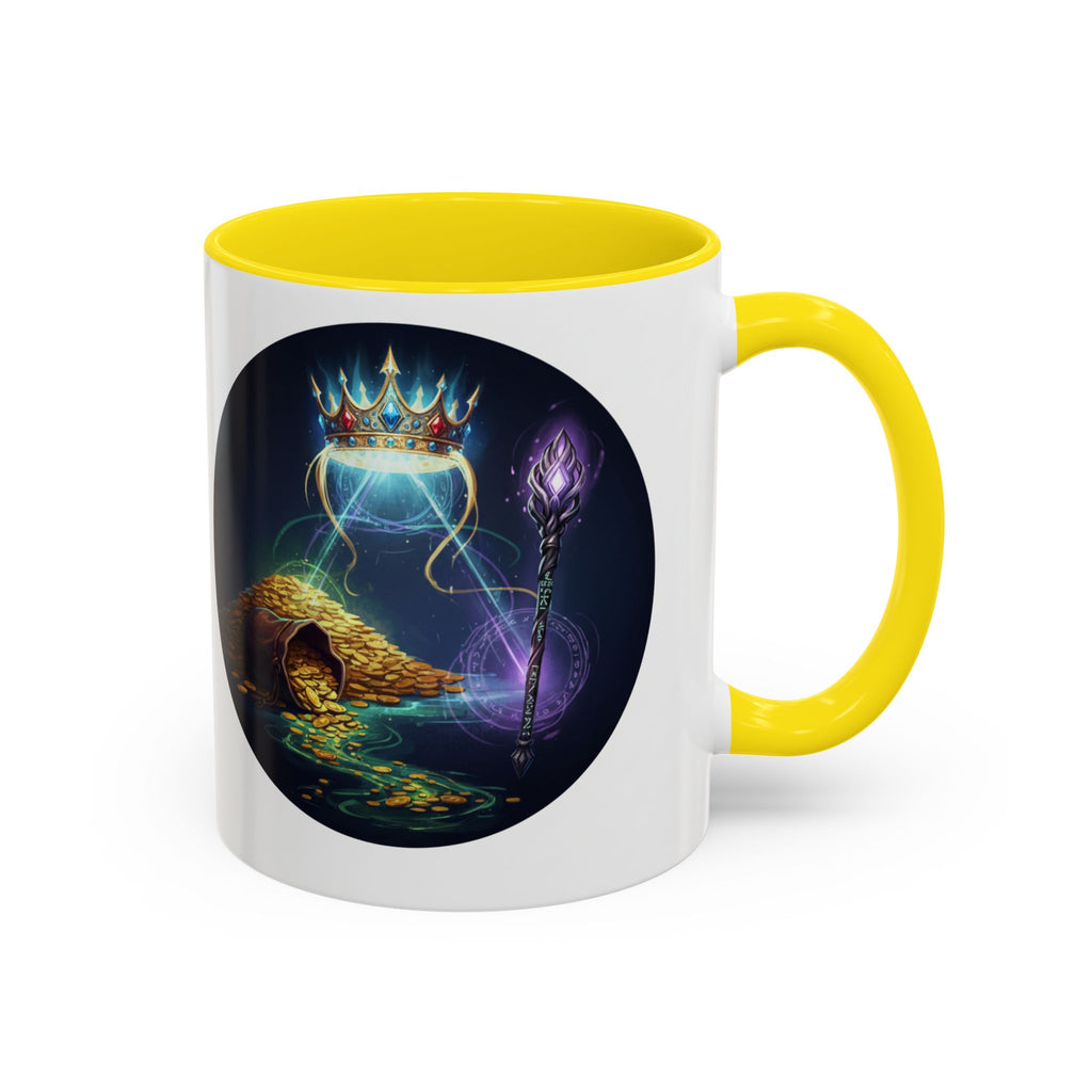 Magic Crown Coffee Mug — Fantasy Wizard Staff & Spilled Gold Accent Mug (11/15 oz)