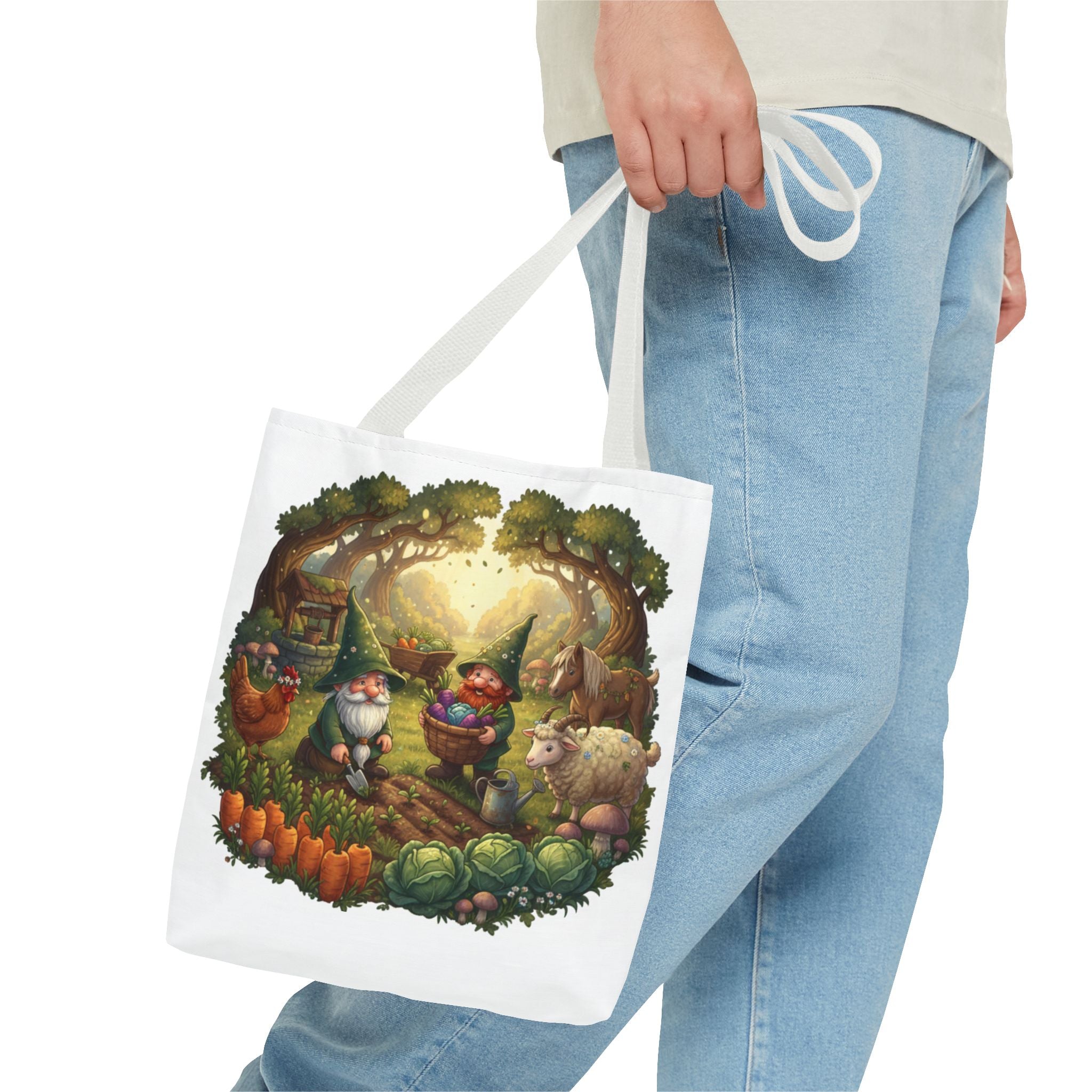 Gnome Garden Tote Bag — Whimsical Woodland Market Illustration