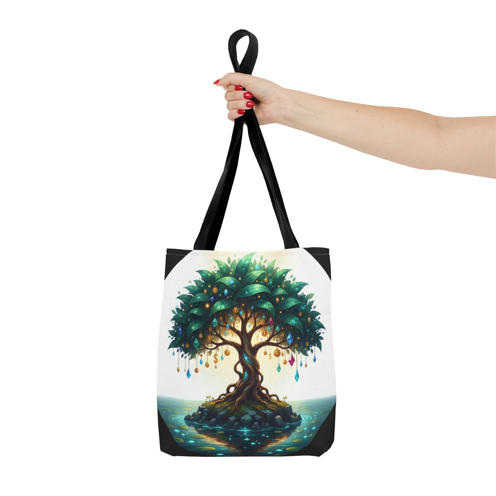 Enchanted Tree Tote Bag - Mystical Gem-Decorated Tree All-Over Print
