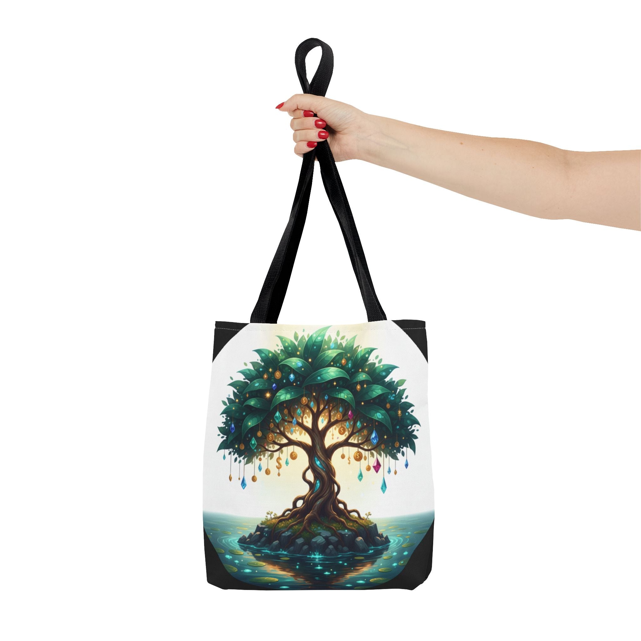 Enchanted Tree Tote Bag - Mystical Gem-Decorated Tree All-Over Print