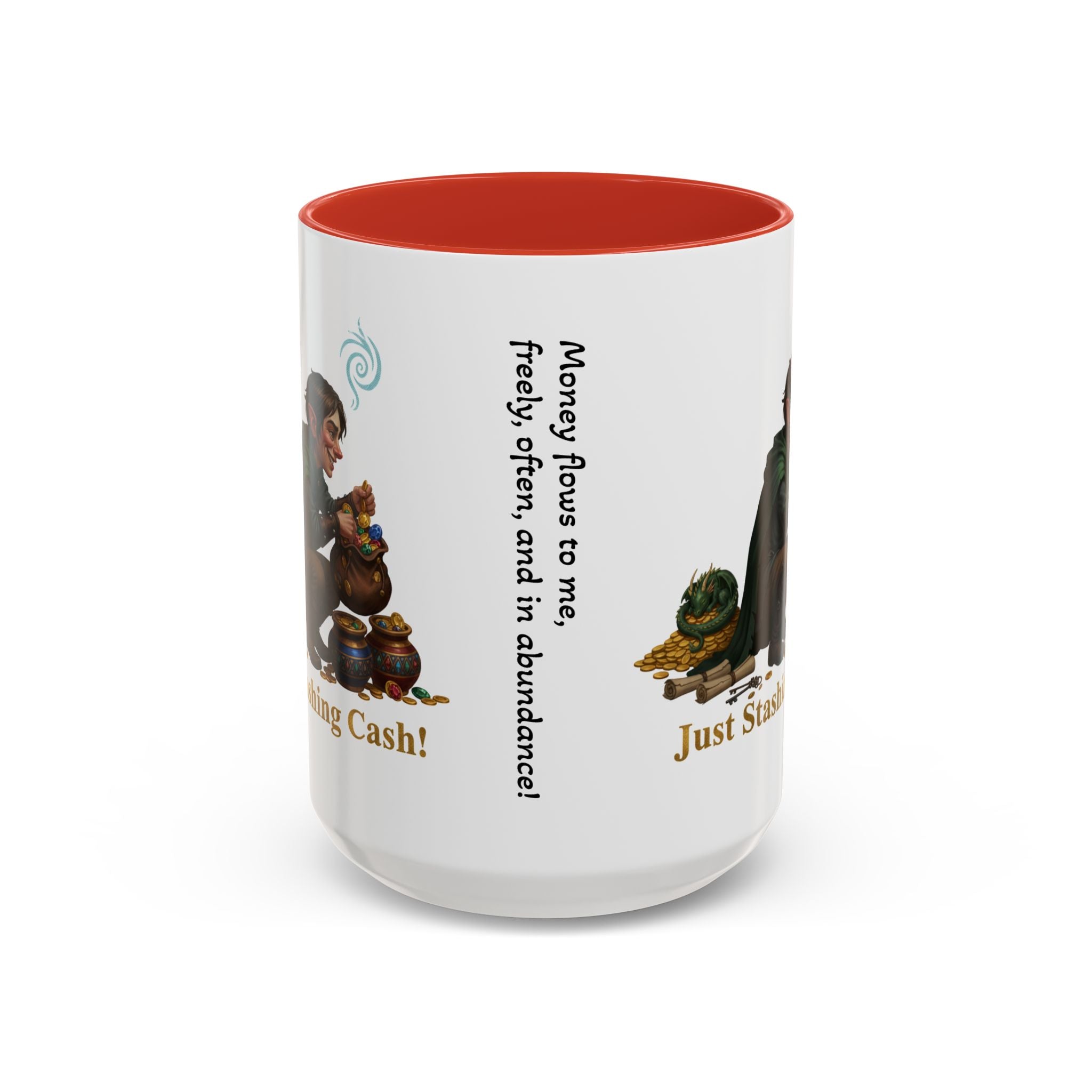 Accent Coffee Mug — "Just Stashing Cash!" Fantasy Gnome Money Mug (11/15oz)