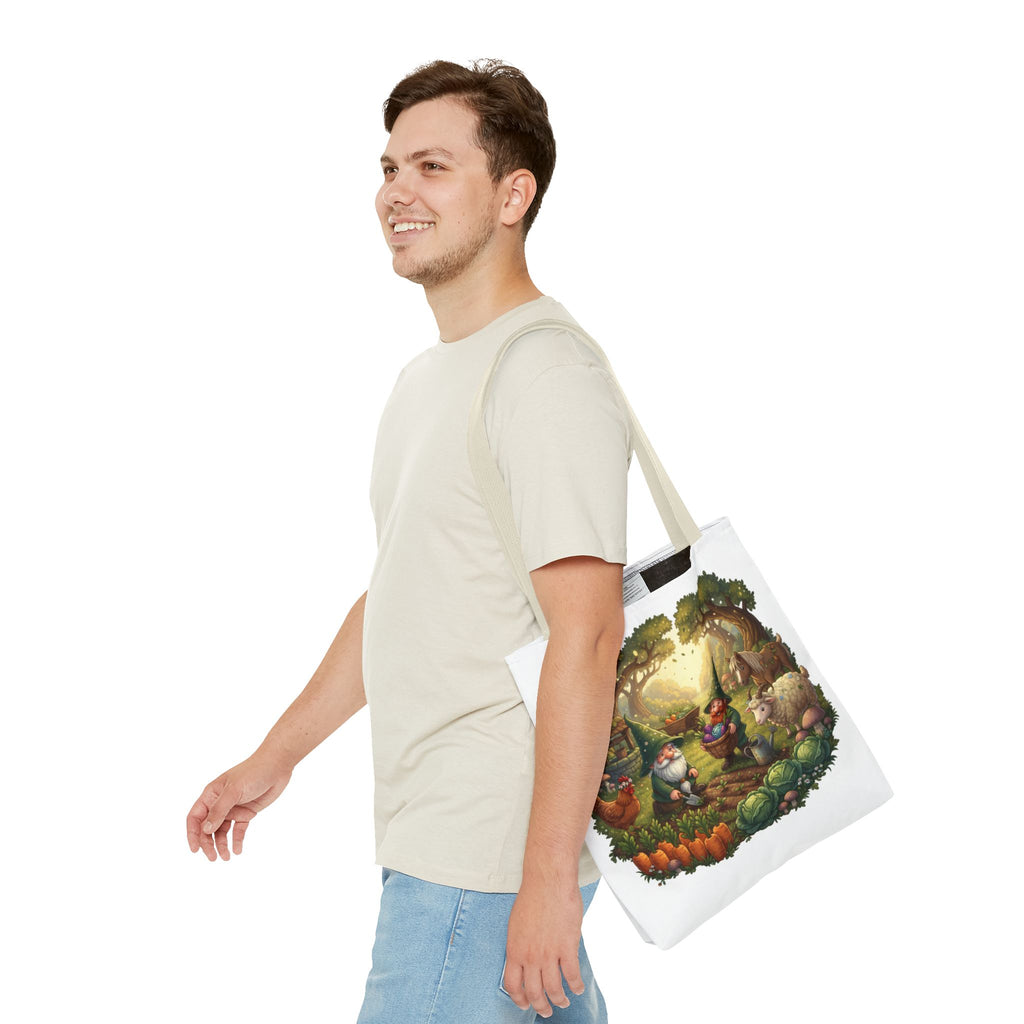 Gnome Garden Tote Bag — Whimsical Woodland Market Illustration