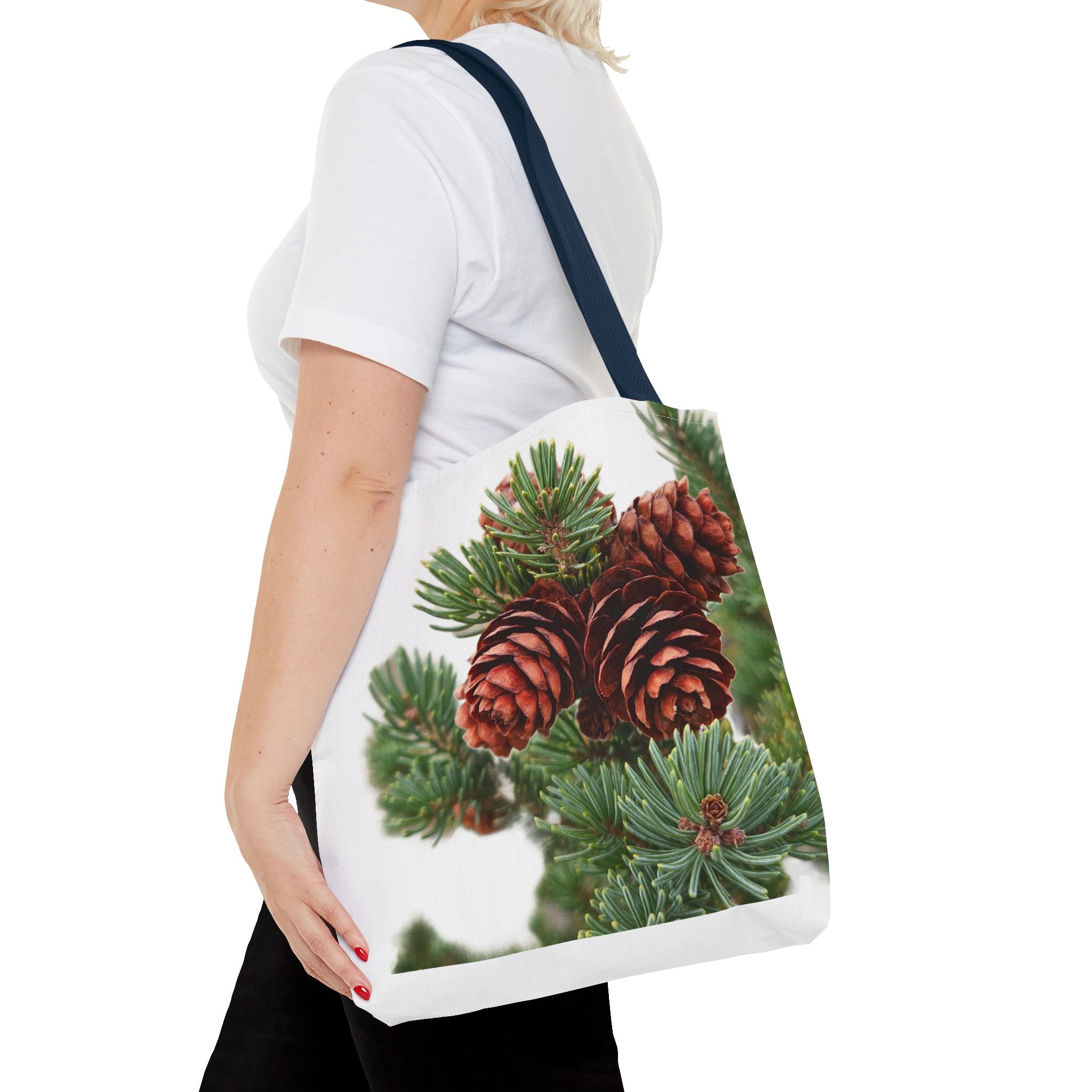 Pinecone Winter Tote Bag — Botanical Evergreen Holiday Market Bag