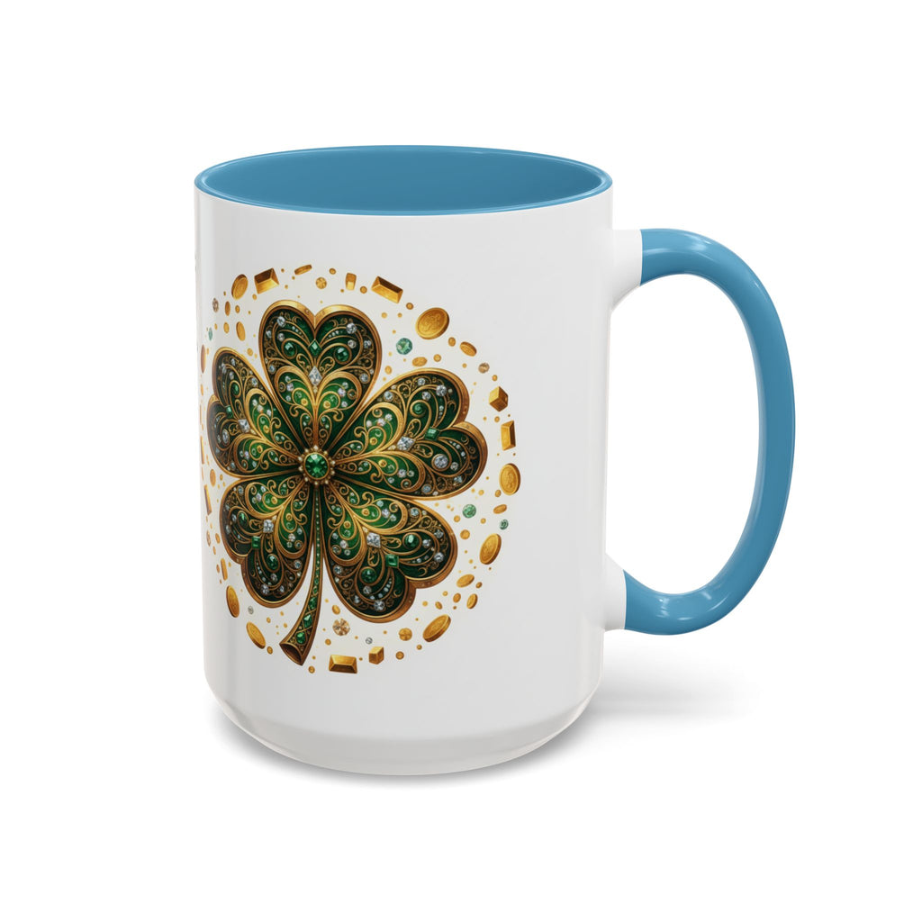 St. Patrick's Shamrock Coffee Mug — "Money Flows to Me" Lucky Charm Accent Mug