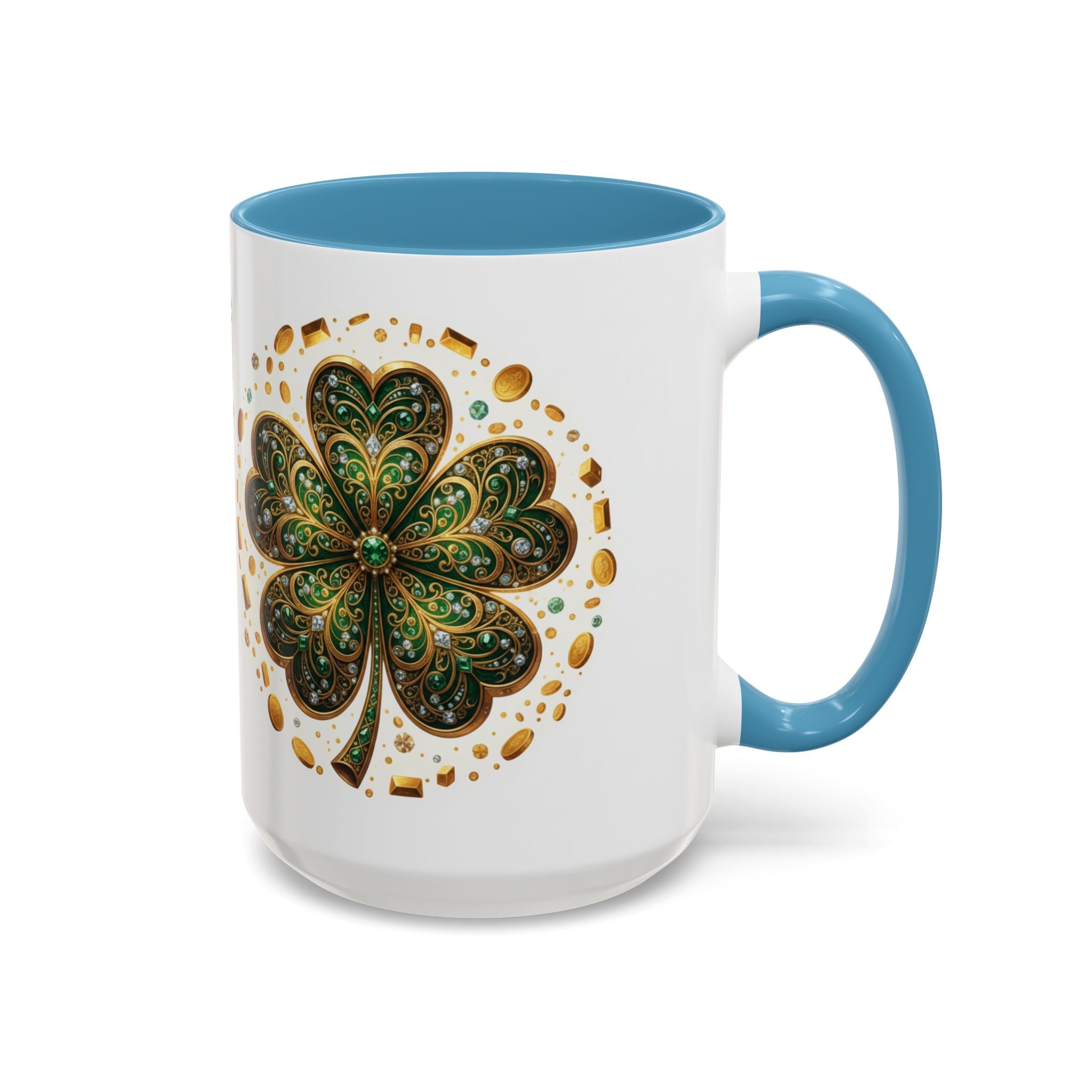 St. Patrick's Shamrock Coffee Mug — "Money Flows to Me" Lucky Charm Accent Mug