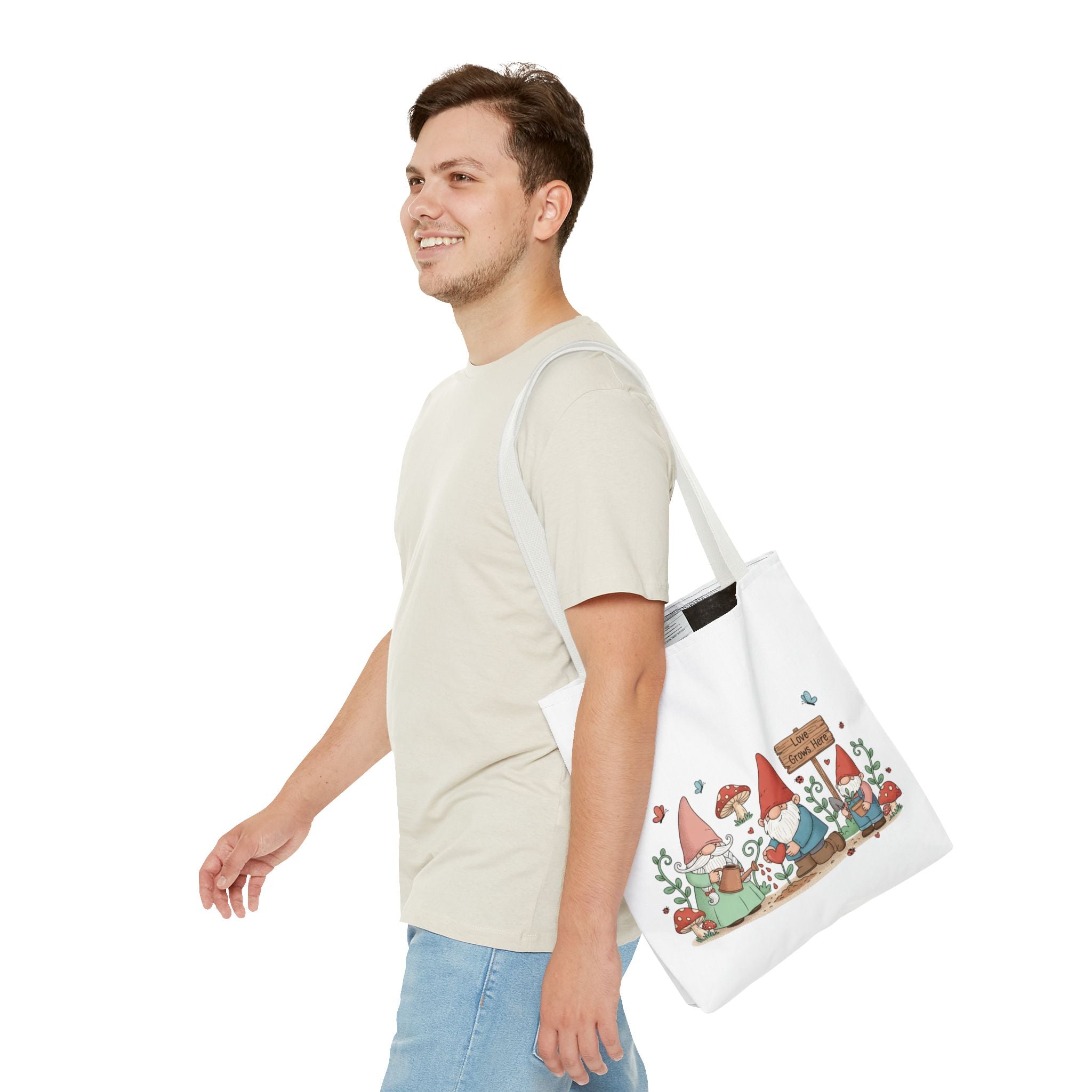 Gnome Garden Tote Bag – Cute Mushroom Gnomes All-Over Print
