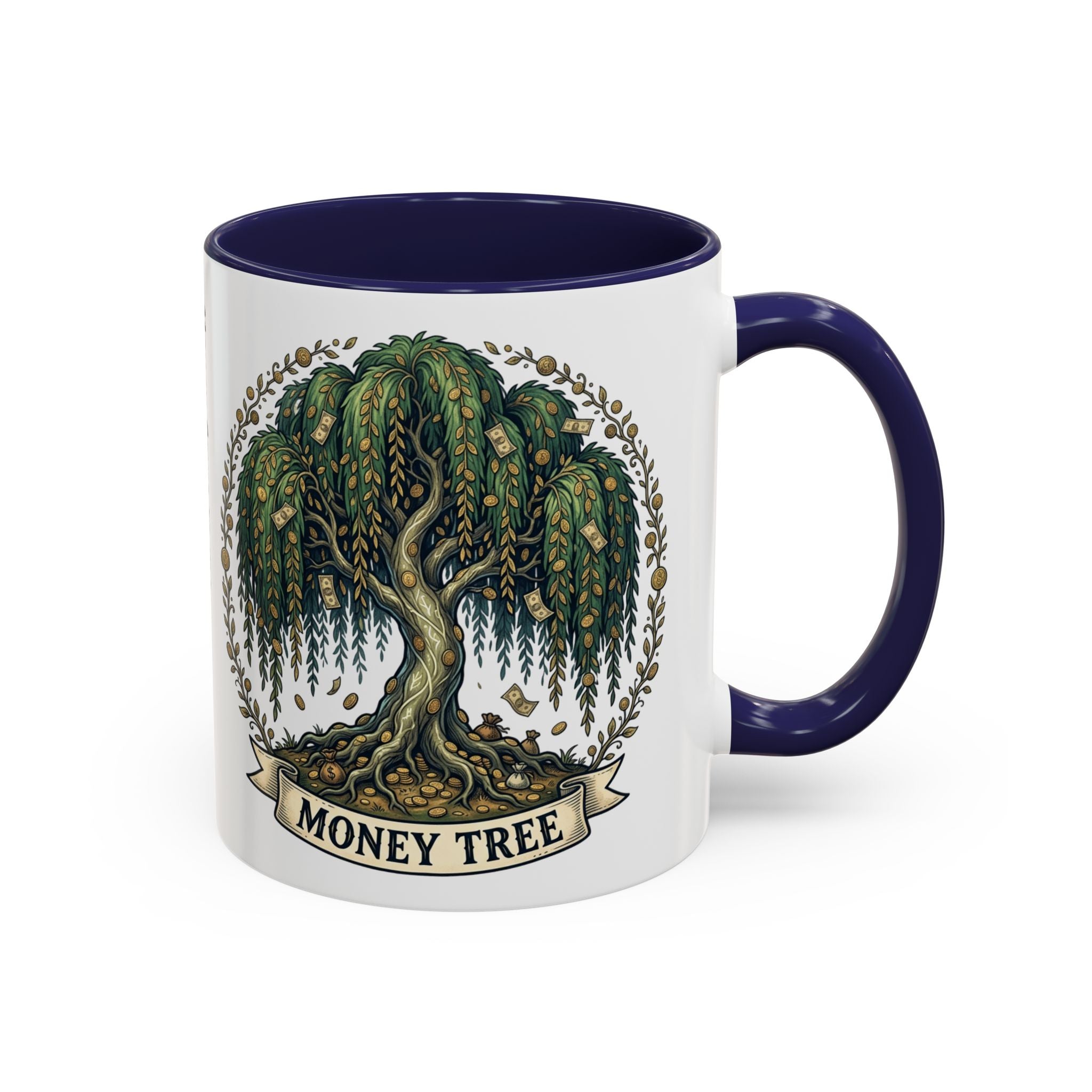 Money Tree Accent Coffee Mug — Inspirational 11/15oz Ceramic Mug with "Money Tree" Design