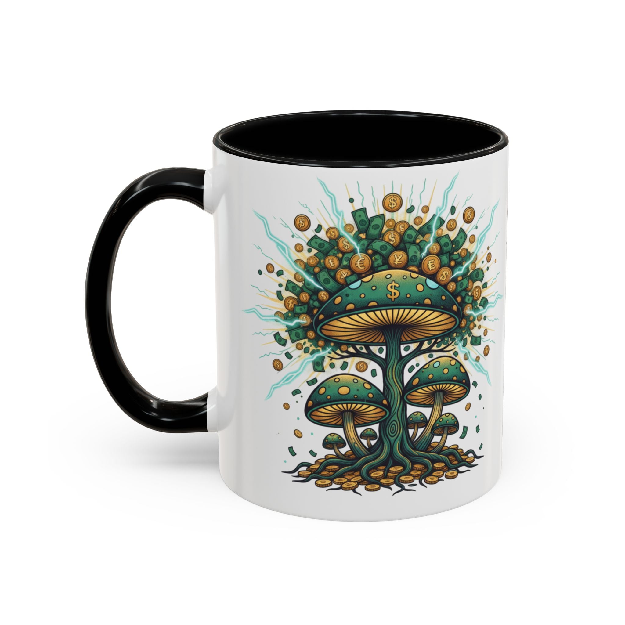 Accent Coffee Mug — 'Money Flows to Me Freely' Mushroom Abundance Design (11/15oz)