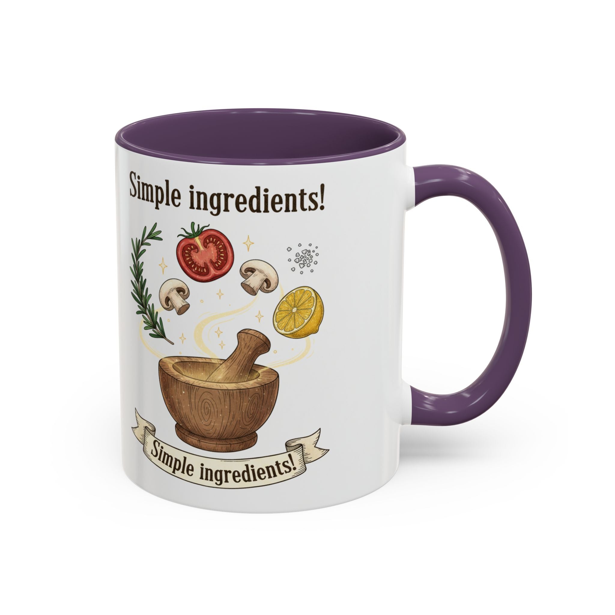 Simple Ingredients Coffee Mug — Cute Kitchen Mortar & Herbs Ceramic Accent Mug