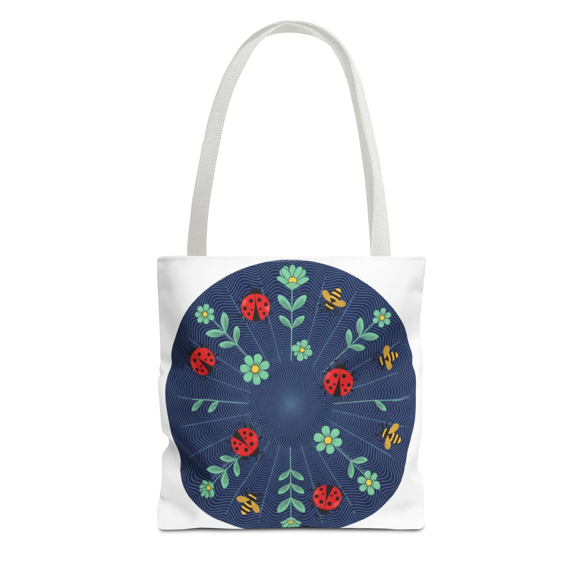 Ladybug Garden Tote Bag — Floral Circular Print AOP Tote