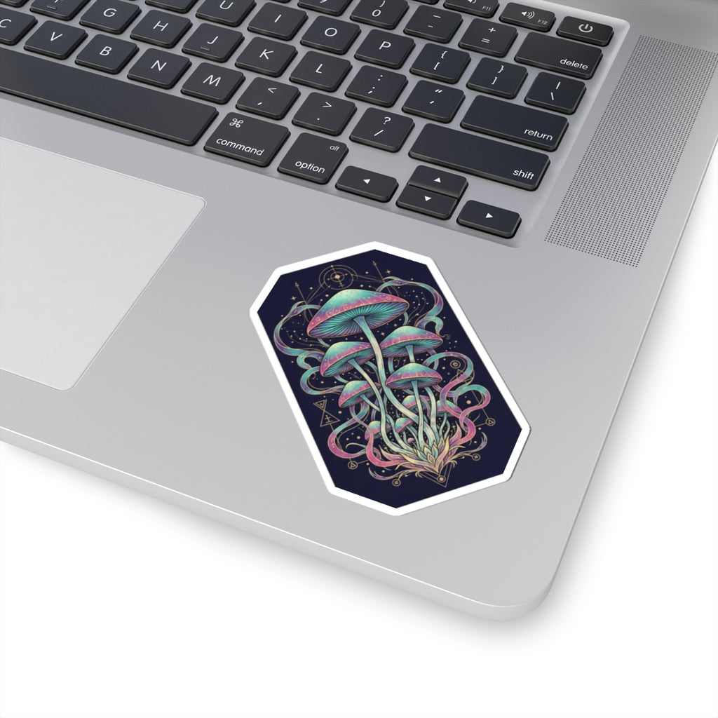 Psychedelic Mushroom Kiss-Cut Sticker – Pastel Cosmic Fungi Decal