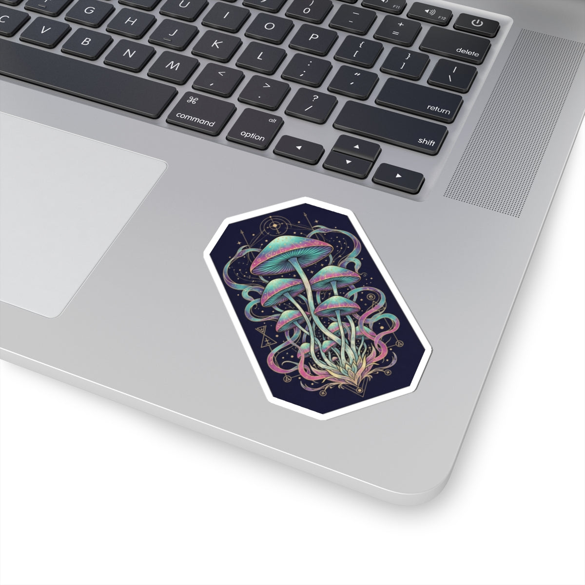 Psychedelic Mushroom Kiss-Cut Sticker – Pastel Cosmic Fungi Decal