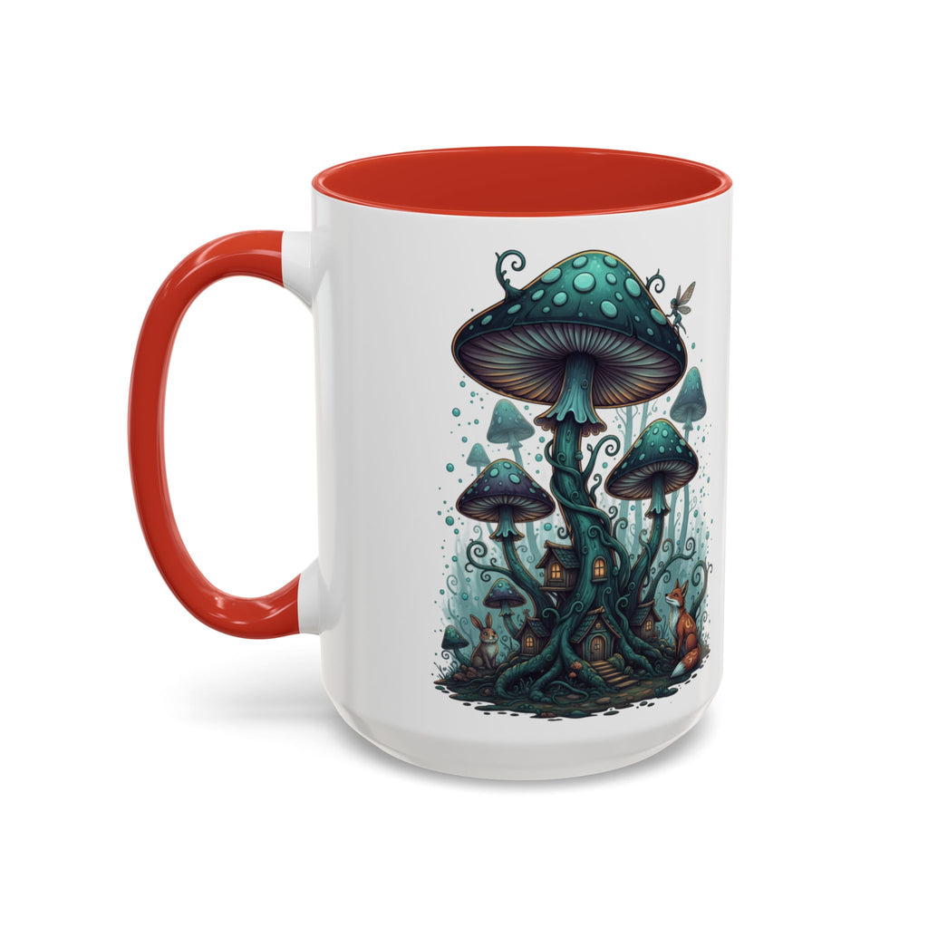 Enchanted Mushroom Cottage Coffee Mug — Fantasy Forest Accent Mug