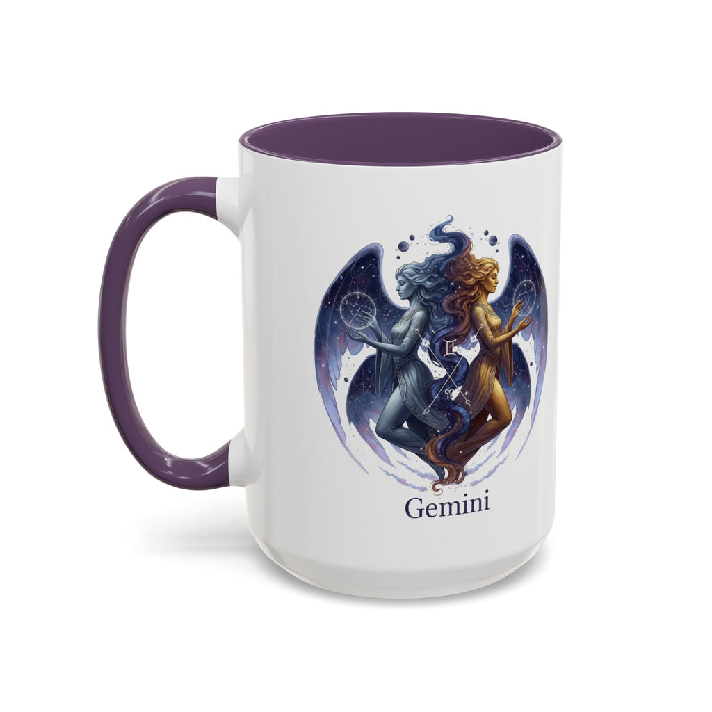 Gemini Zodiac Coffee Mug — Twin Stars Astrology Accent Mug (11/15oz)