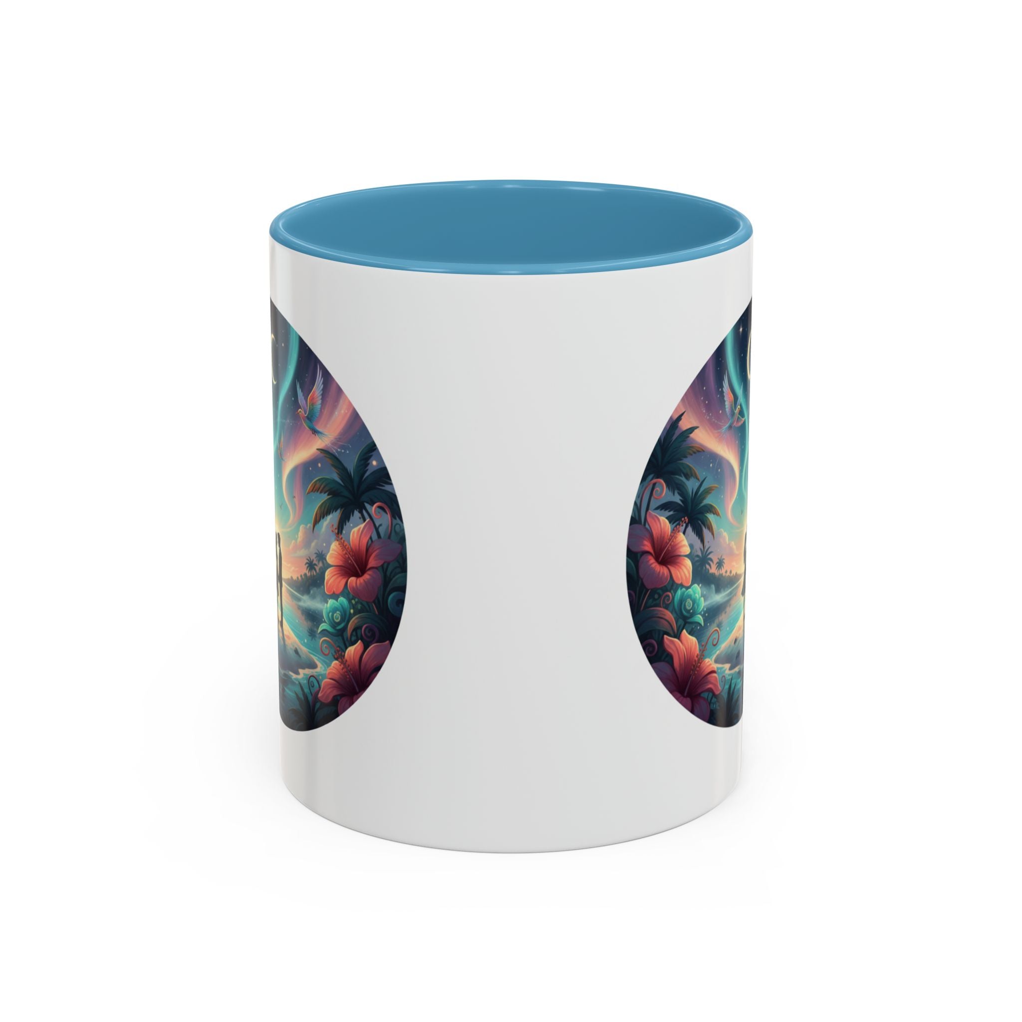 Tropical Sunset Coffee Mug — Romantic Beach Couple Accent Mug (11/15 oz)