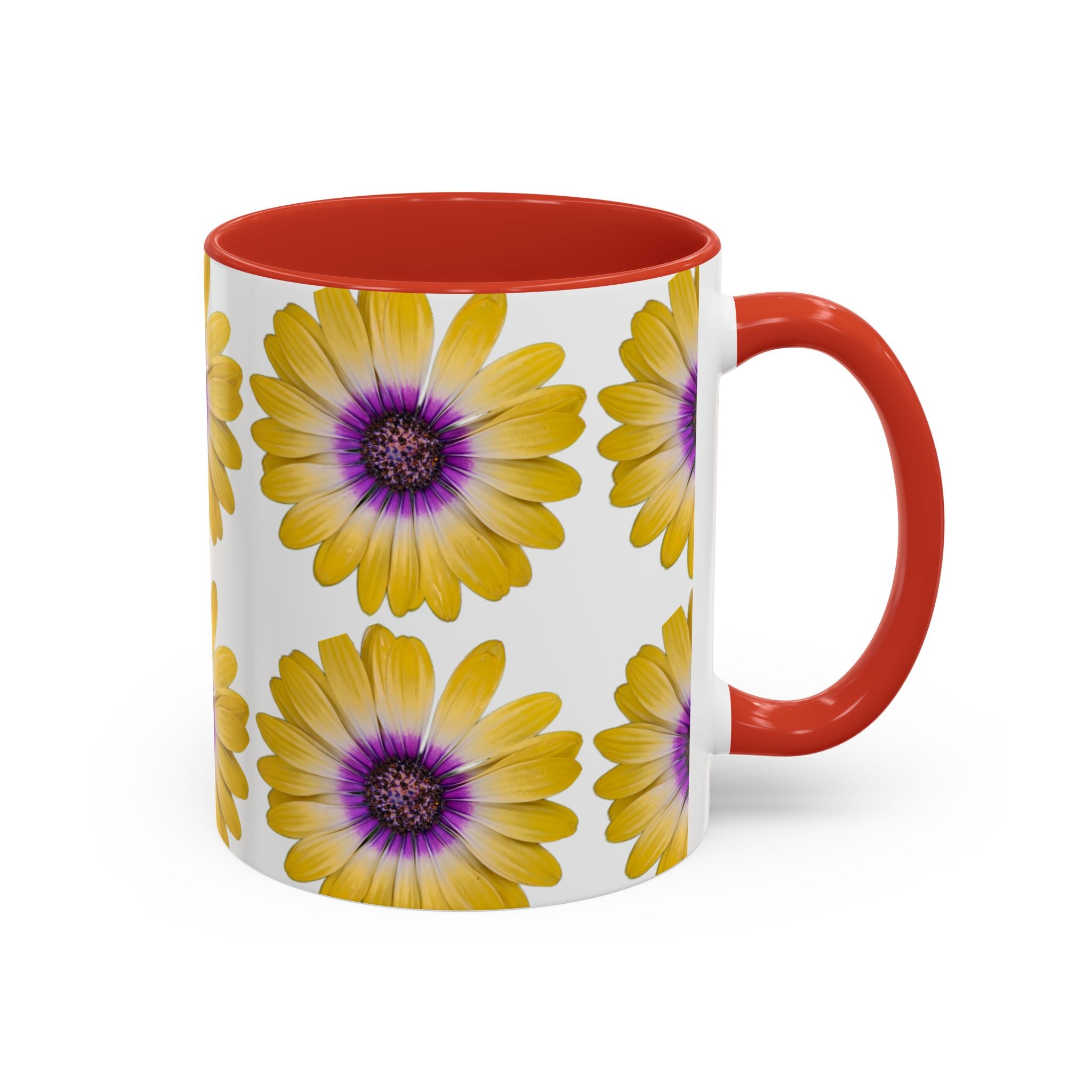 Yellow Purple Daisy Accent Coffee Mug – Floral Pattern 11/15oz