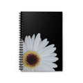 Daisy Blooms Spiral Notebook — Ruled Journal with White Daisy on Black Cover