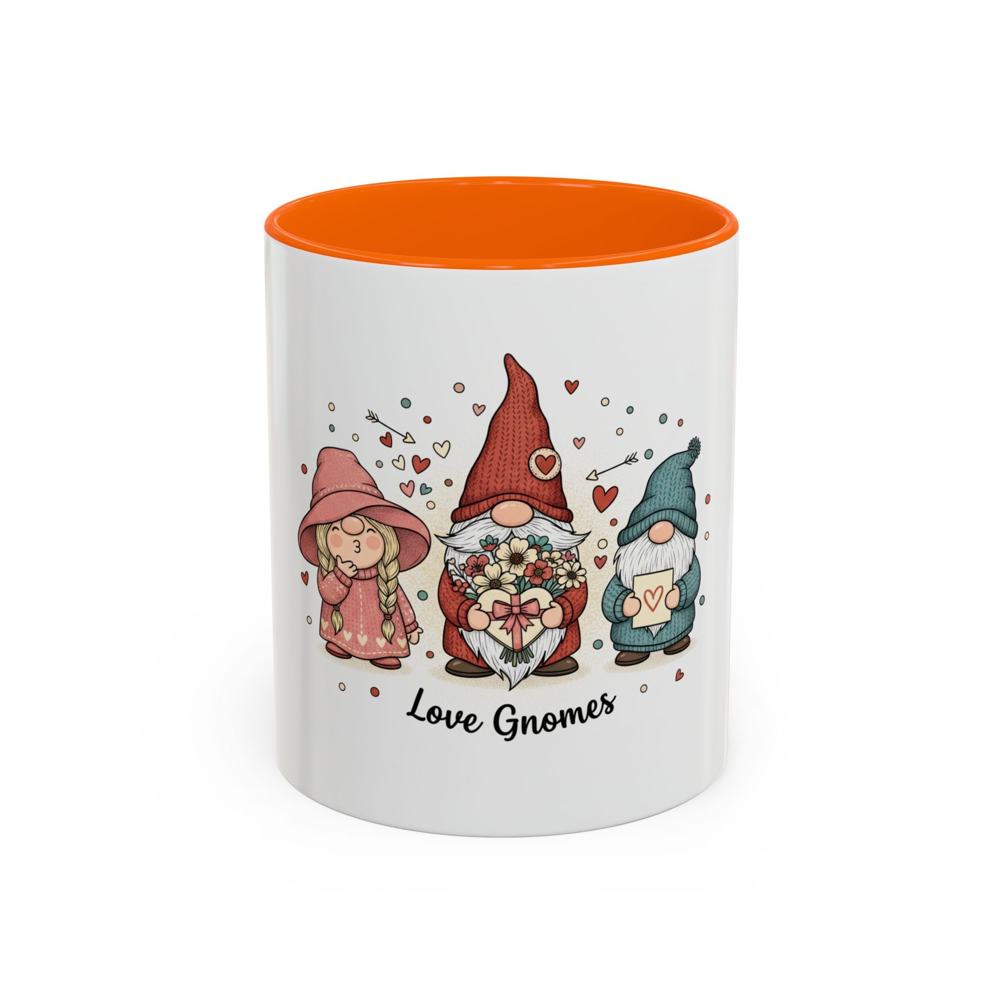 Love Gnomes Accent Coffee Mug — Cute Valentine Heart Gnome Tea Cup (11/15oz)