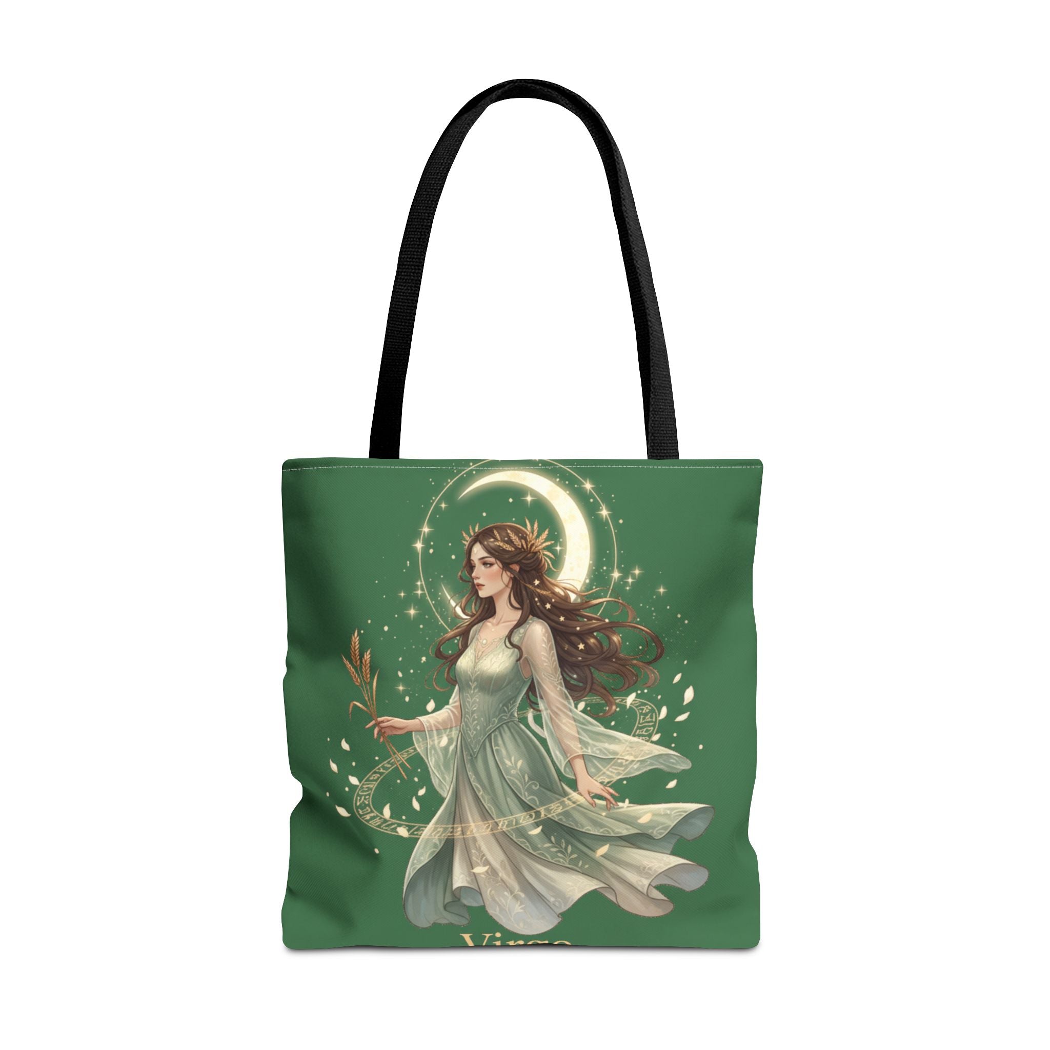 Mystic Moon Goddess Tote Bag — Ethereal Green All-Over Print Tote