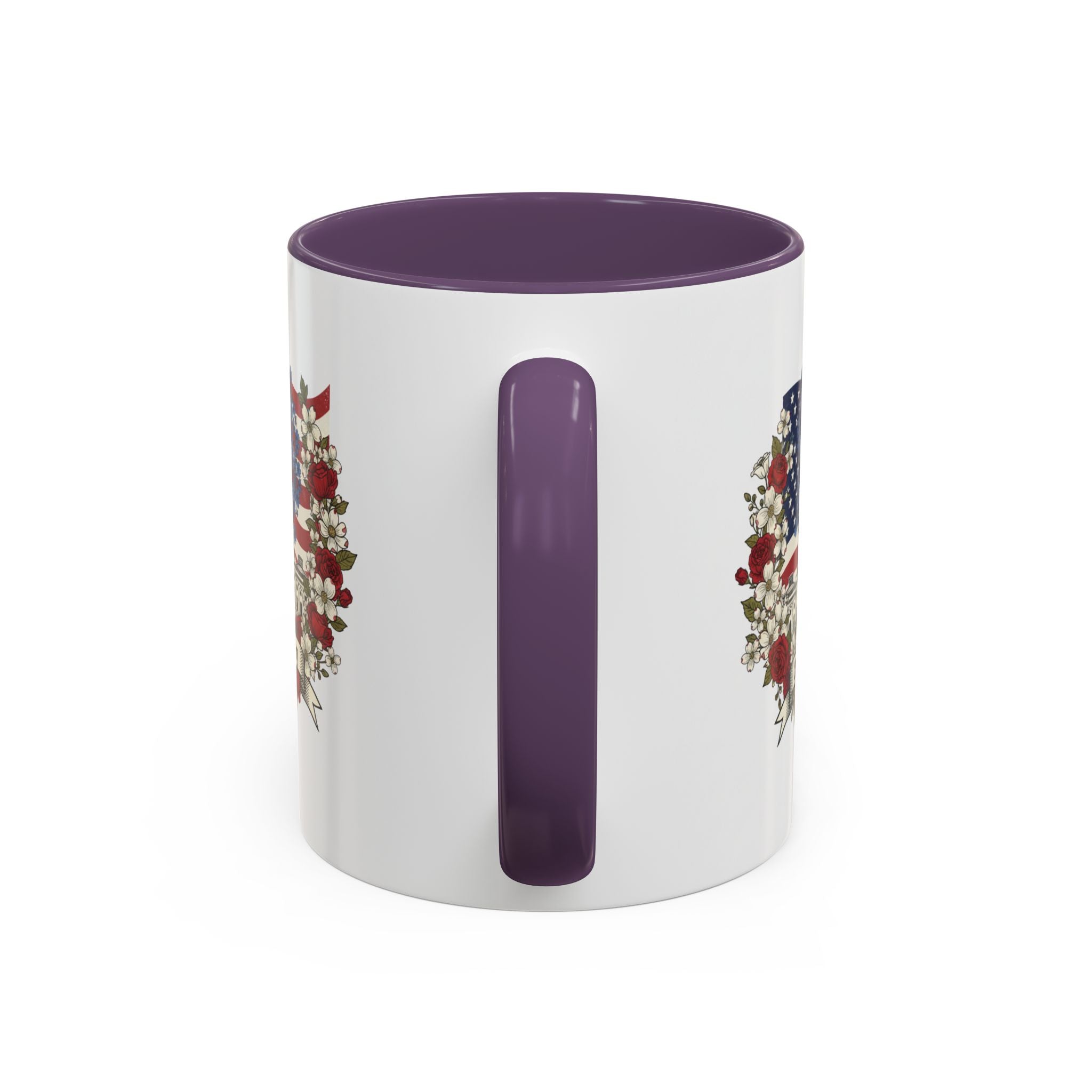 Capitol 250th Anniversary Accent Coffee Mug – Patriotic American Flag Floral Design (11/15oz)