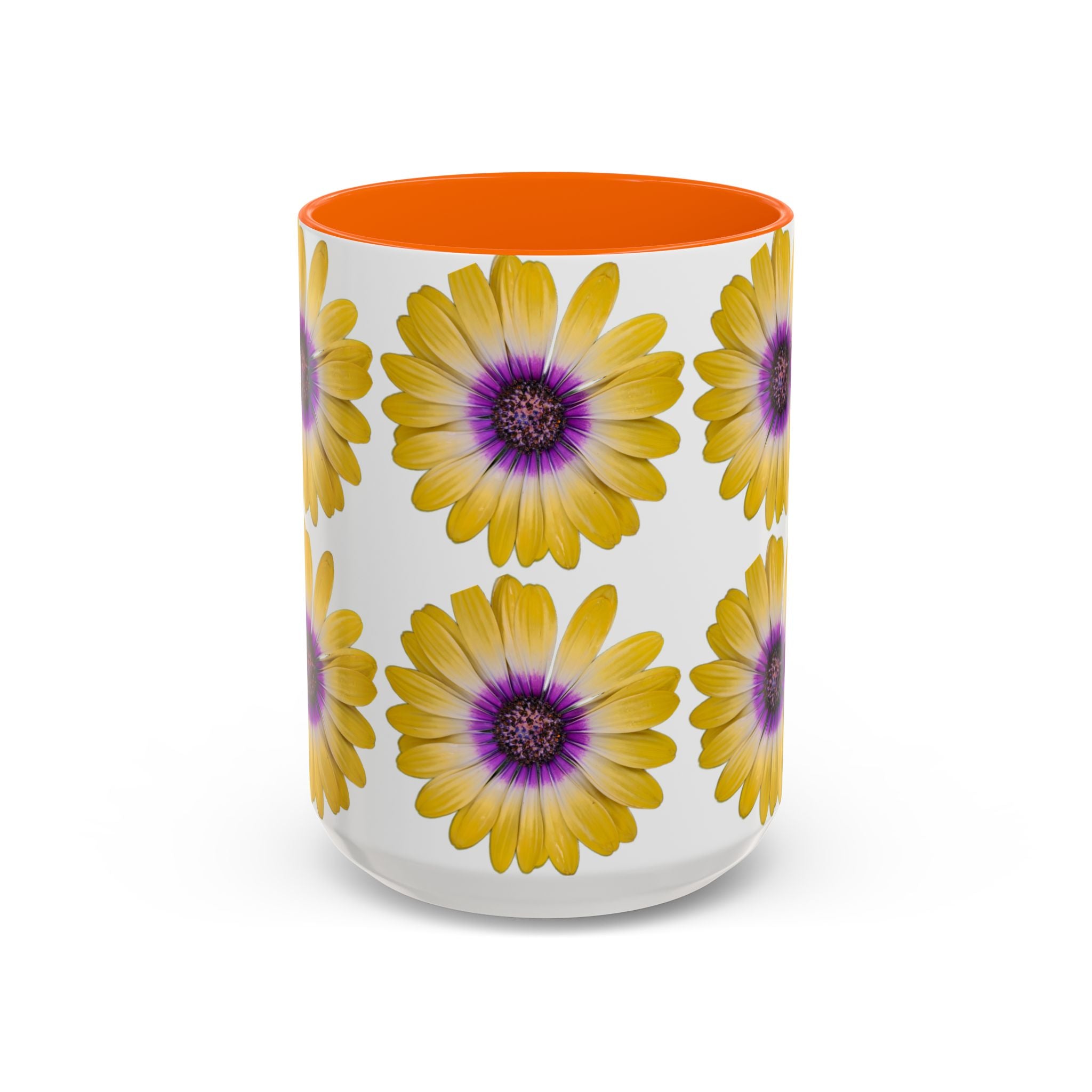 Yellow Purple Daisy Accent Coffee Mug – Floral Pattern 11/15oz