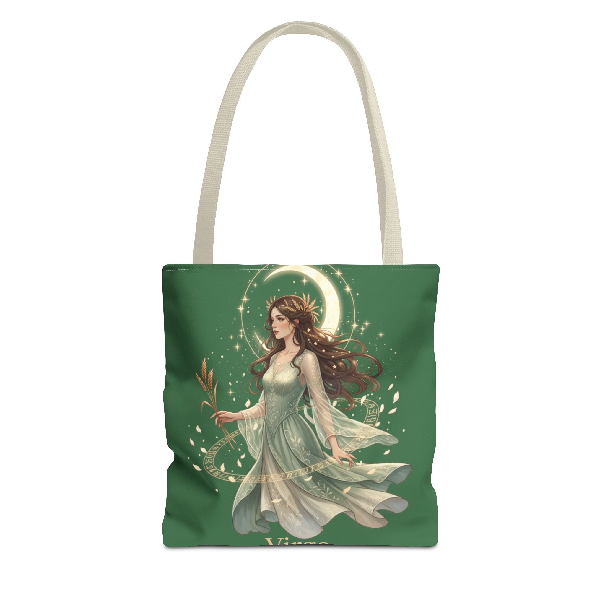 Mystic Moon Goddess Tote Bag — Ethereal Green All-Over Print Tote
