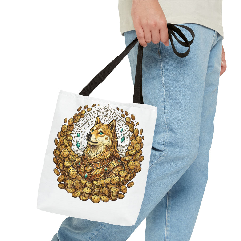 Dogecoin Shiba Inu Coin Pile Tote Bag — Crypto Meme Art Tote