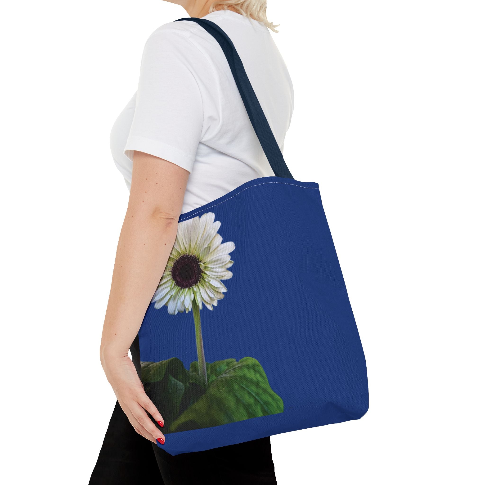 Daisy Print Tote Bag — White Floral All-Over-Print Canvas Tote