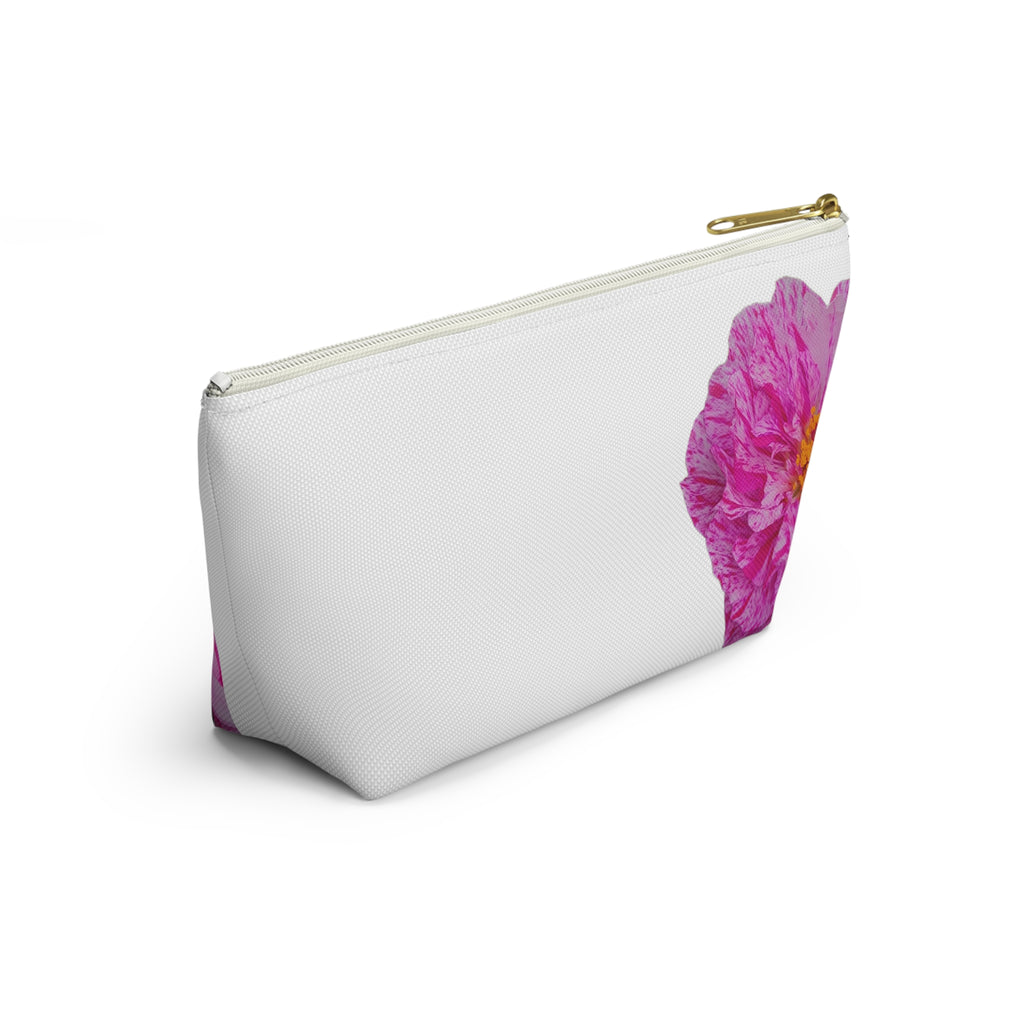 Pink Peony Accessory Pouch — Floral T‑Bottom Makeup Bag
